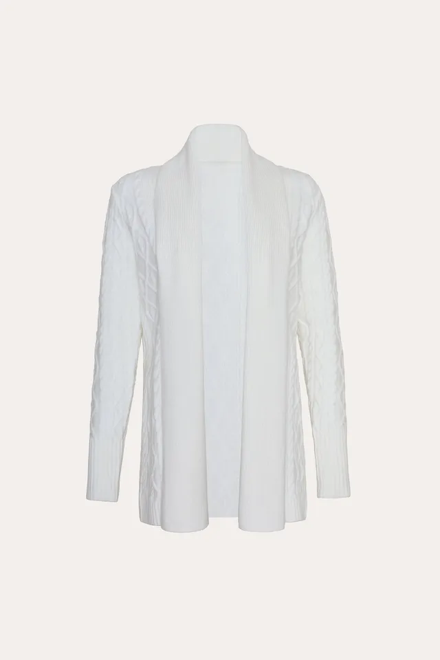 Elie Tahari Cable Knit Cardigan E95X5505 kardigan biały