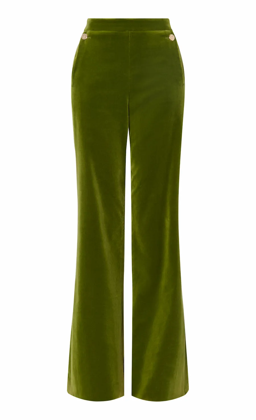 Temperley London Clove Velvet Waisted Trousers spodnie chartreuse wysoki stan