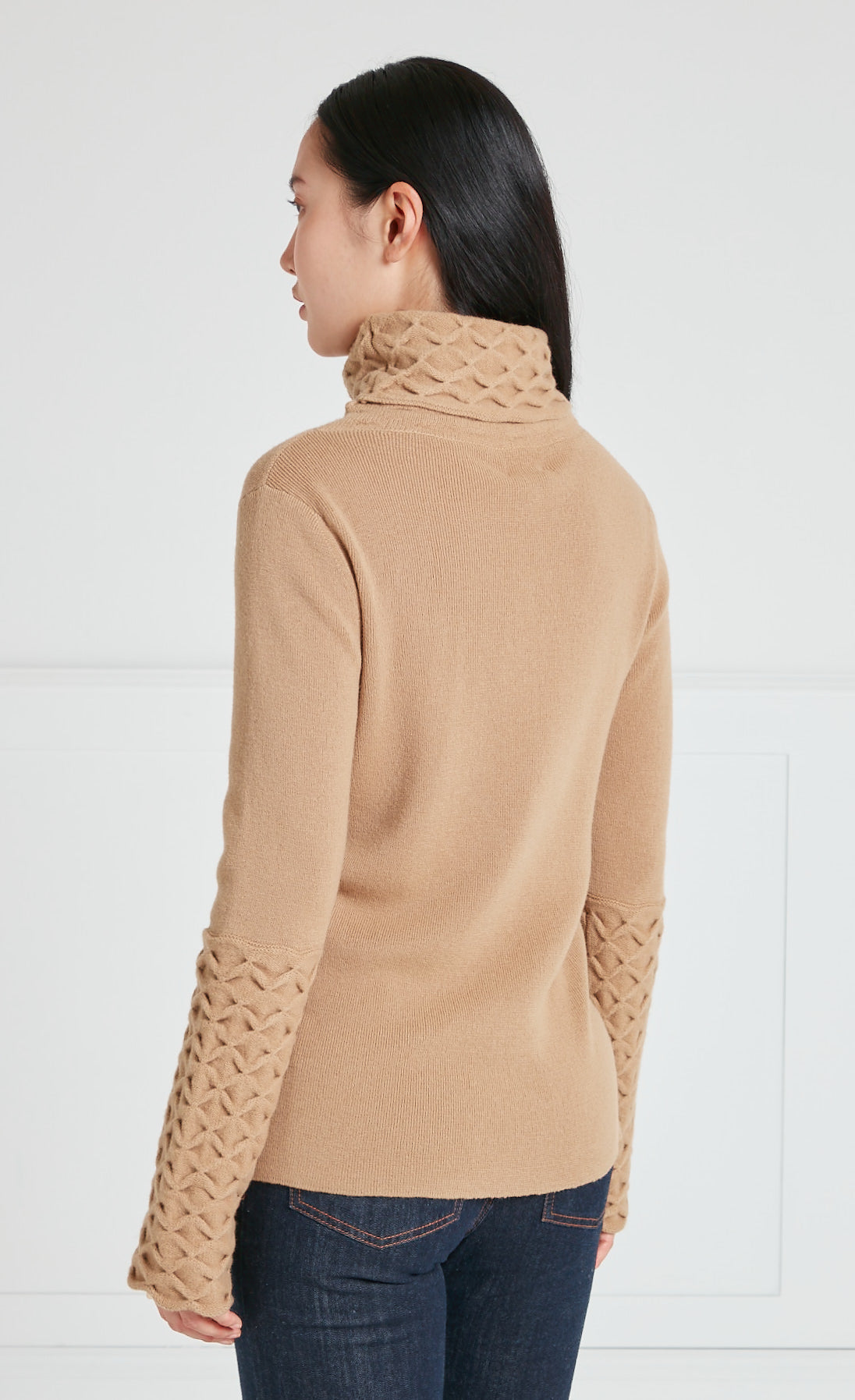Temperley Honeycomb sweter Camel wełniany golf