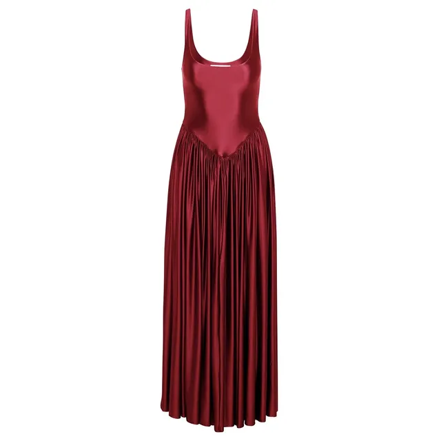 Delfi Collective Oriana sukienka Red długa satynowa