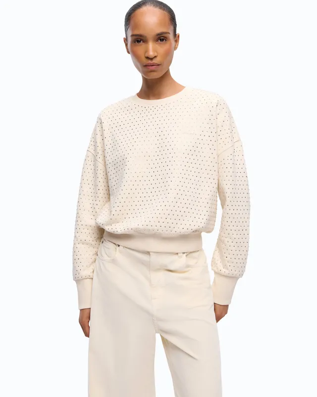 Pinko Monaci Sweater bluza kryształki beżowa XS-XL