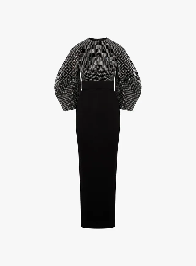 Solace London Denevue sukienka maxi Black kryształki