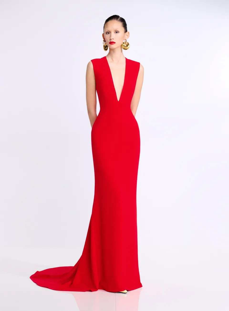 Solace London Althea sukienka maxi czerwona bez rękawów