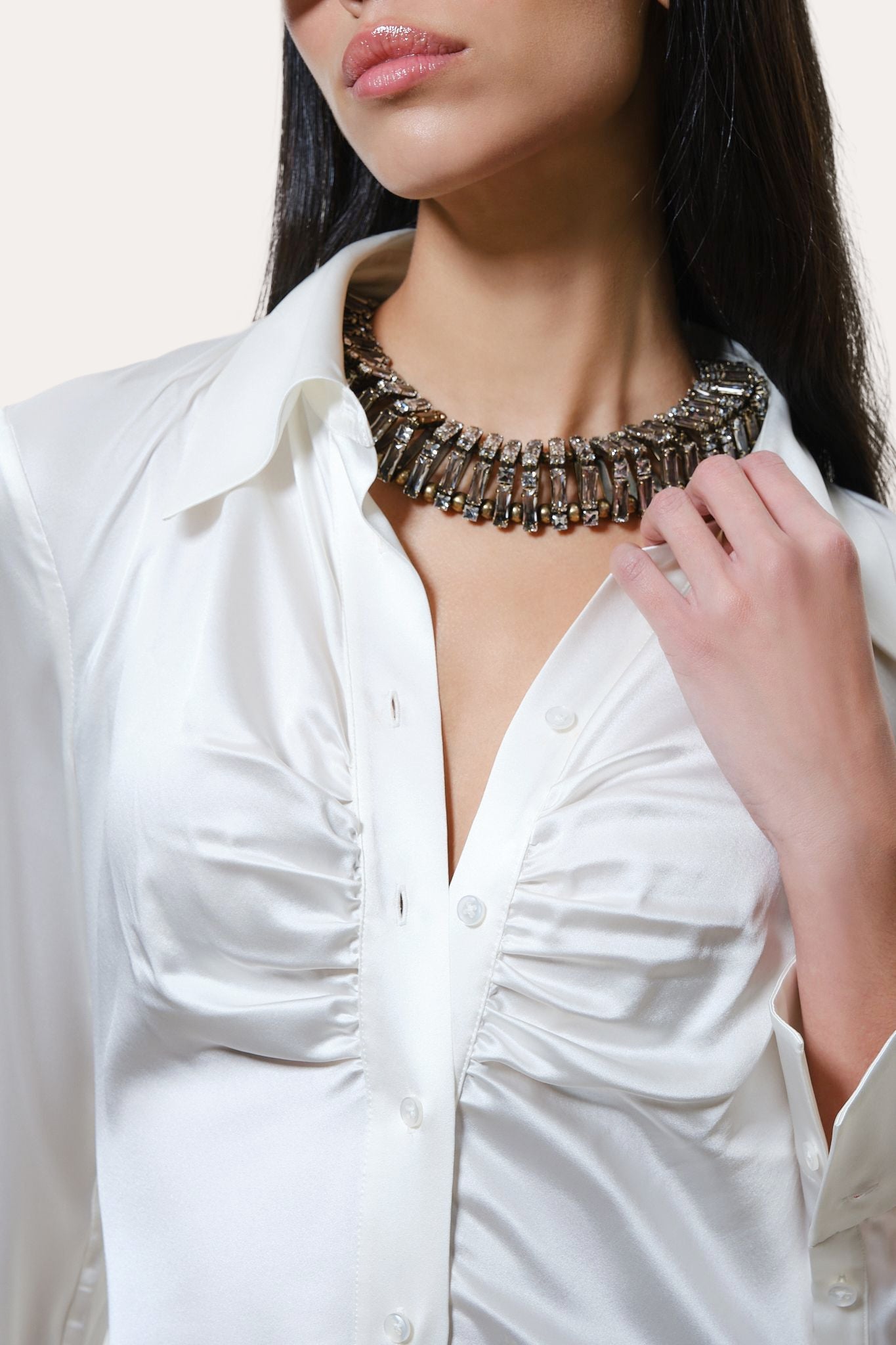 Elie Tahari Anya E3053516 koszula jedwabna biała