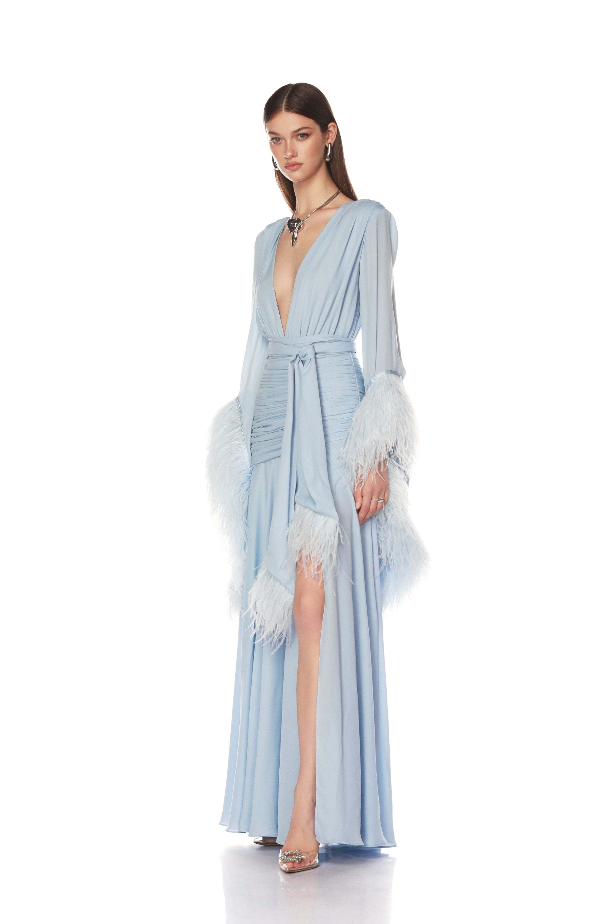 Bronx and Banco Geisha Powder Blue sukienka maxi błękitna