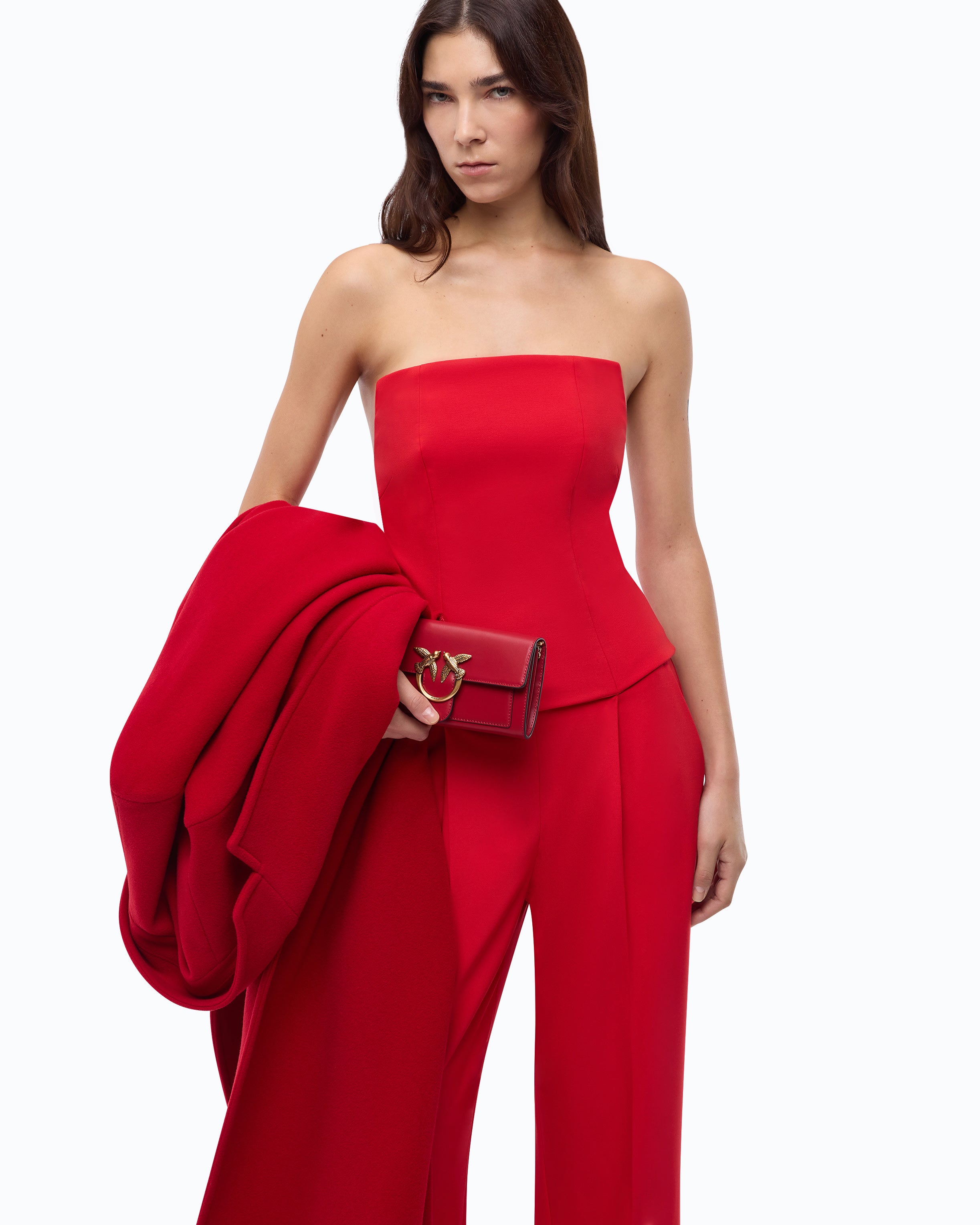 Pinko Espace Jumpsuit kombinezon czerwony gorset 40