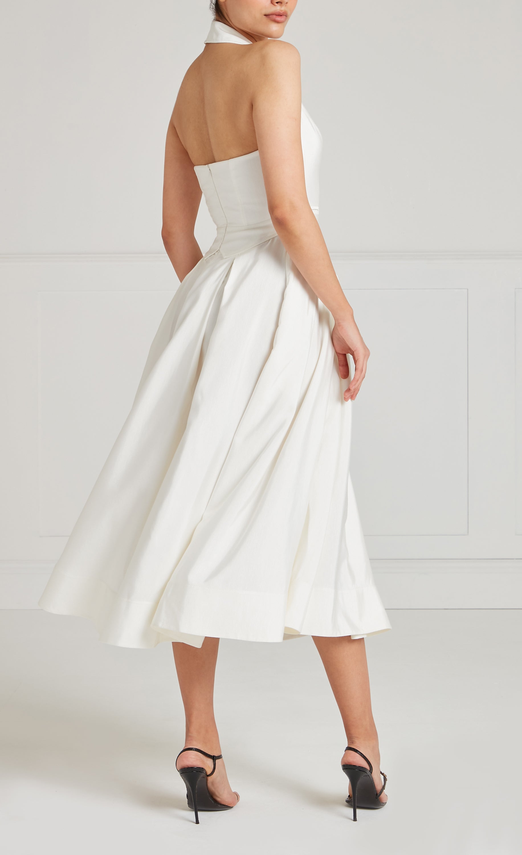 Temperley London Elodie sukienka koktajlowa biała halter