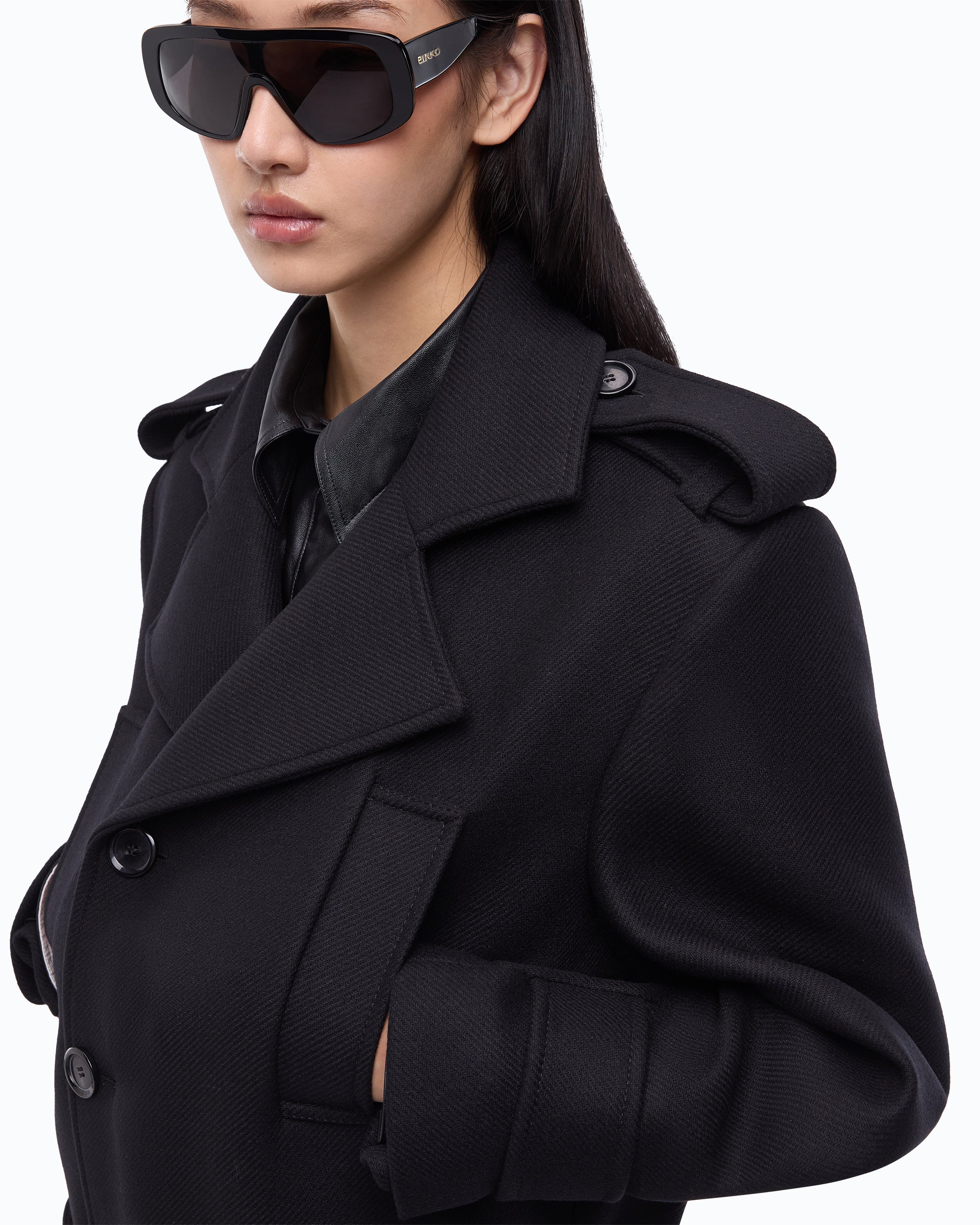 Pinko Tornado Peacoat bosmanka czarna wełna