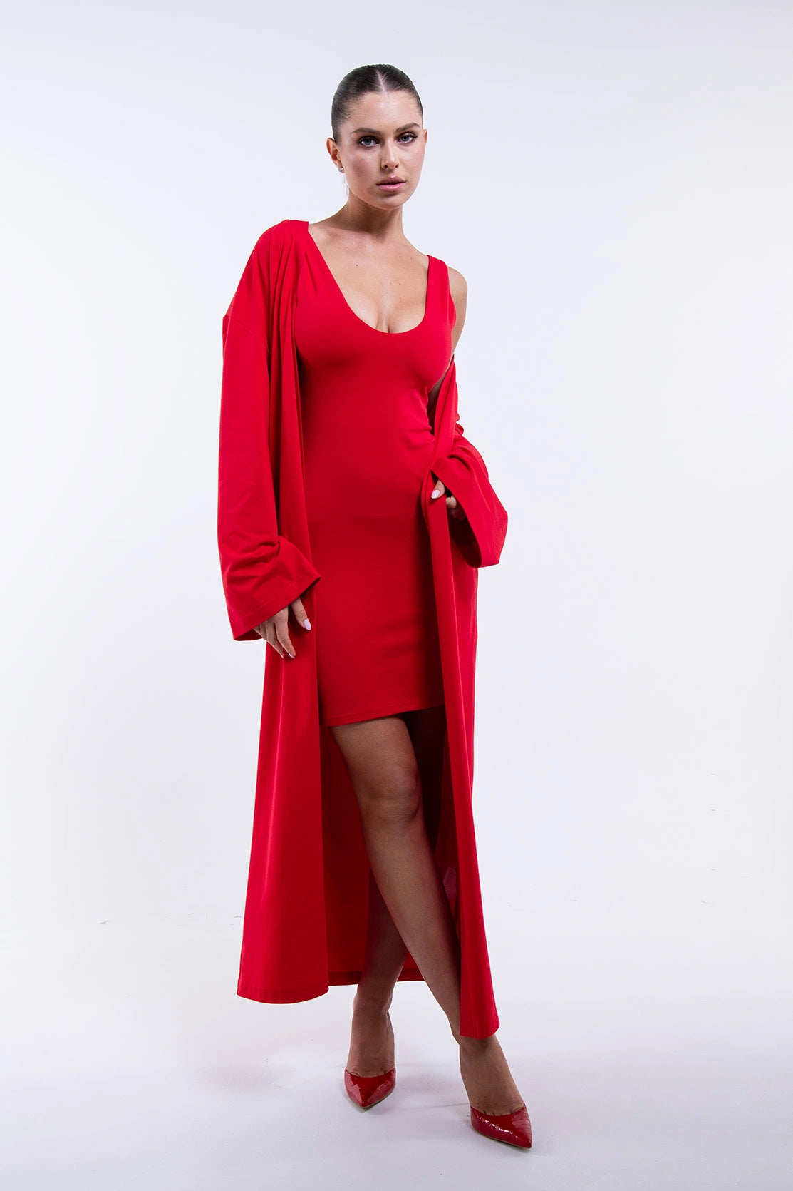 Nudyess Verano kardigan długi red one size
