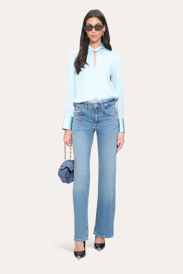 Elie Tahari Silk Twist koszula jedwabna Crystal Blue