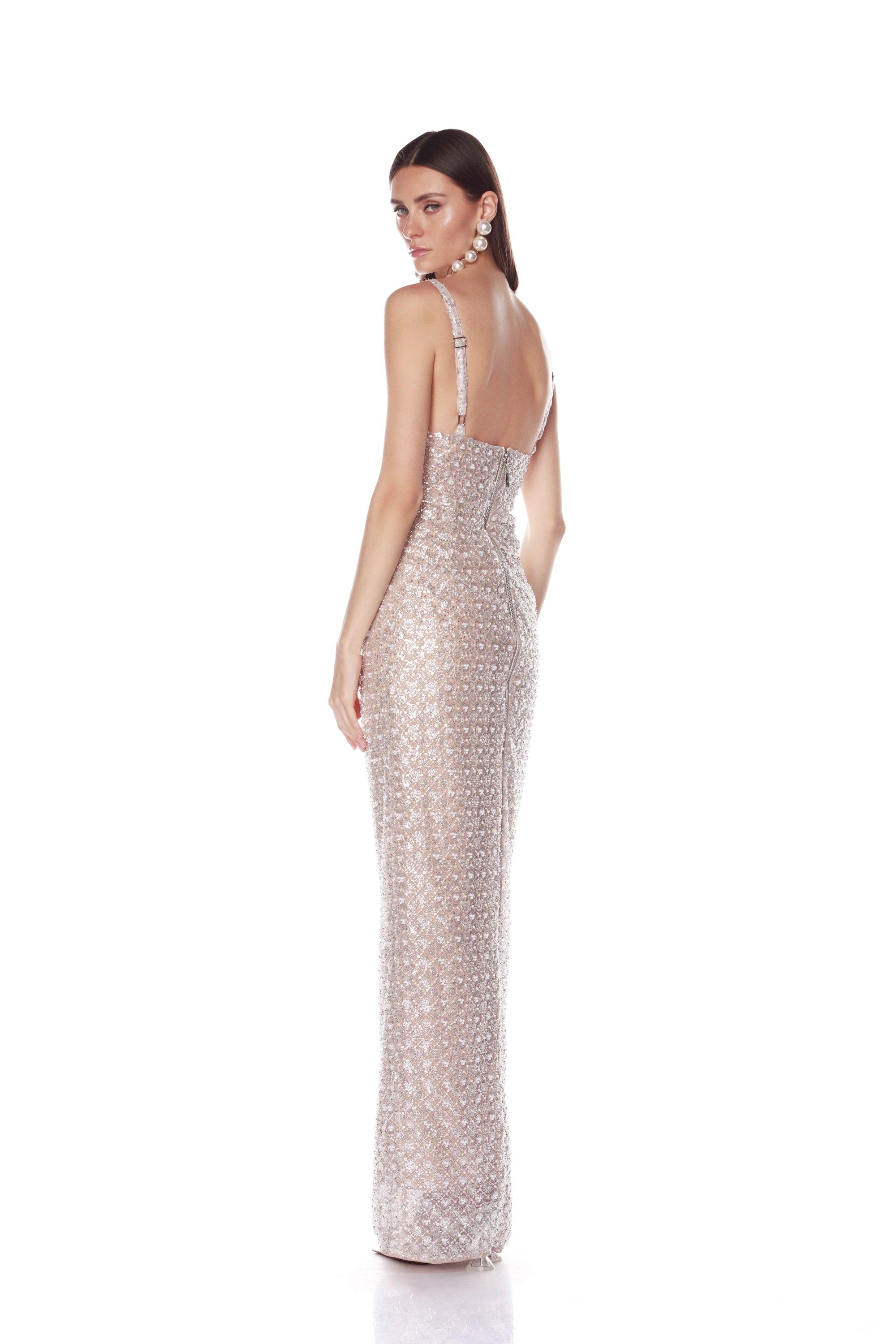 Bronx and Banco Allegra sukienka maxi srebrna cekiny