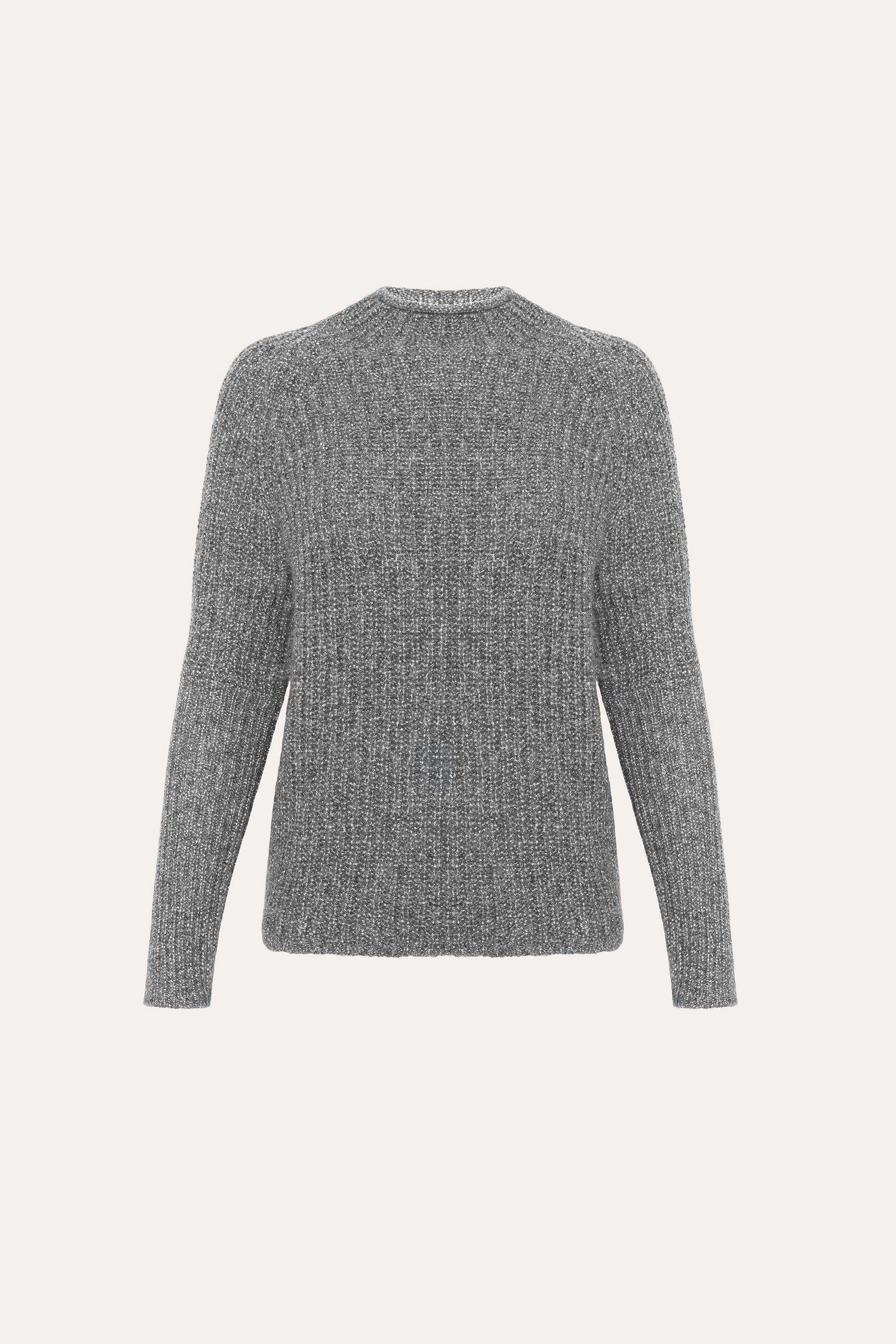 Elie Tahari E95XJ504 sweter wełniany szary metaliczny