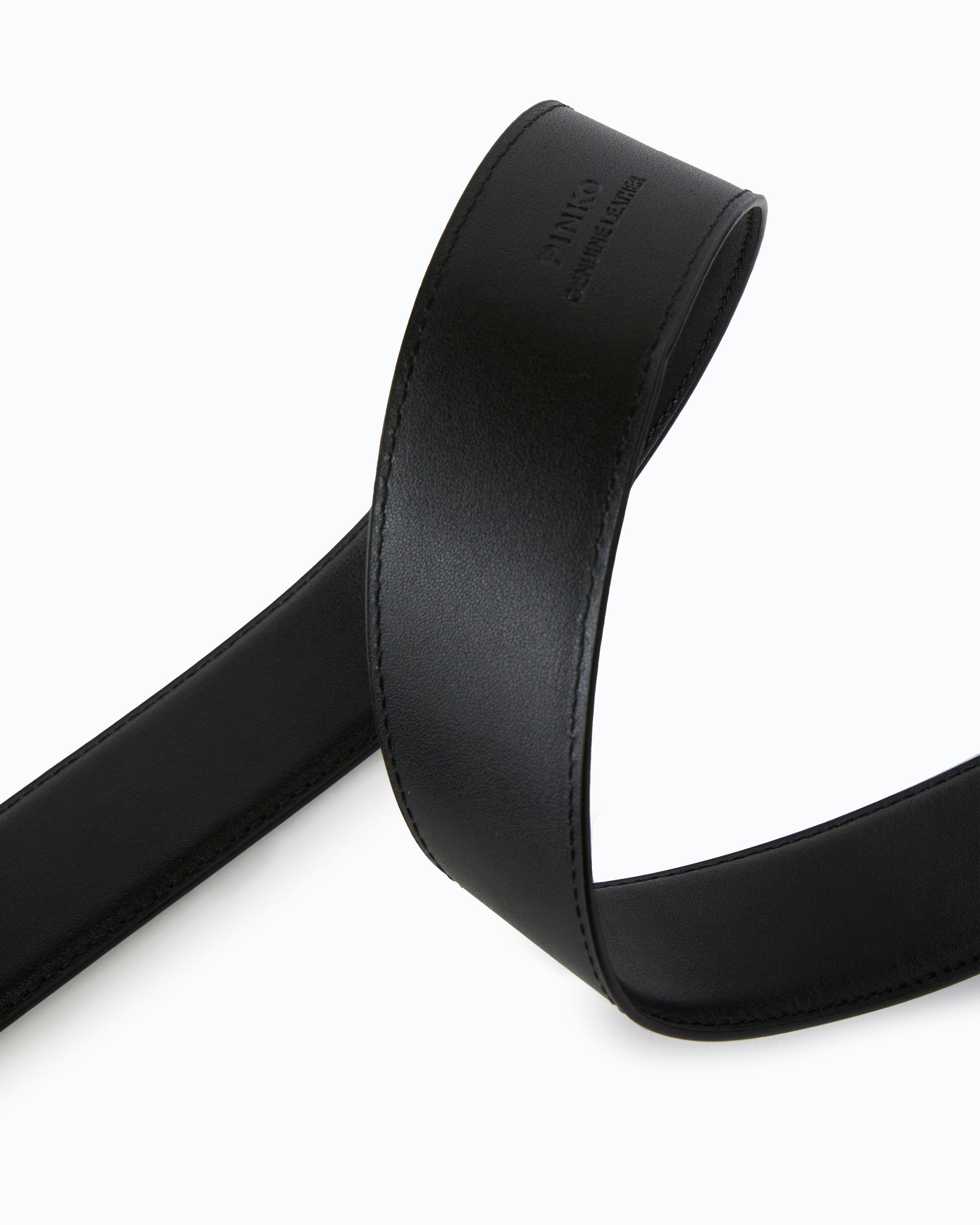 Pinko Love Birds High Leather Belt pasek skórzany 4 cm czarny