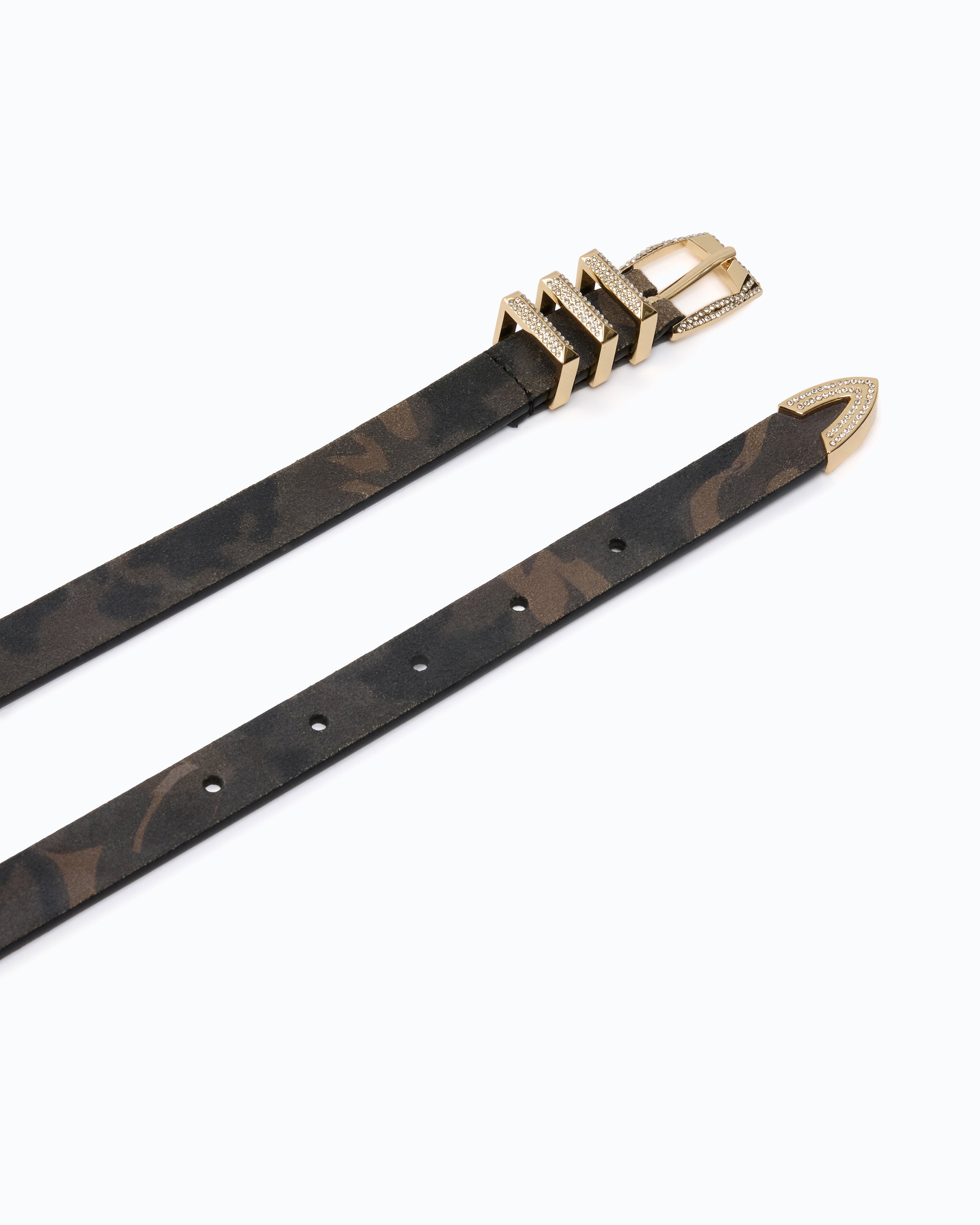 Pinko Triptych Belt pasek zamszowy moro 1,7 cm