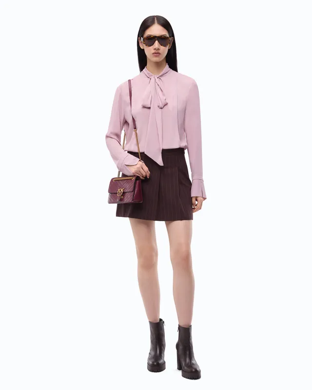 Pinko Brunnera Blouse bluzka różowa z szarfą