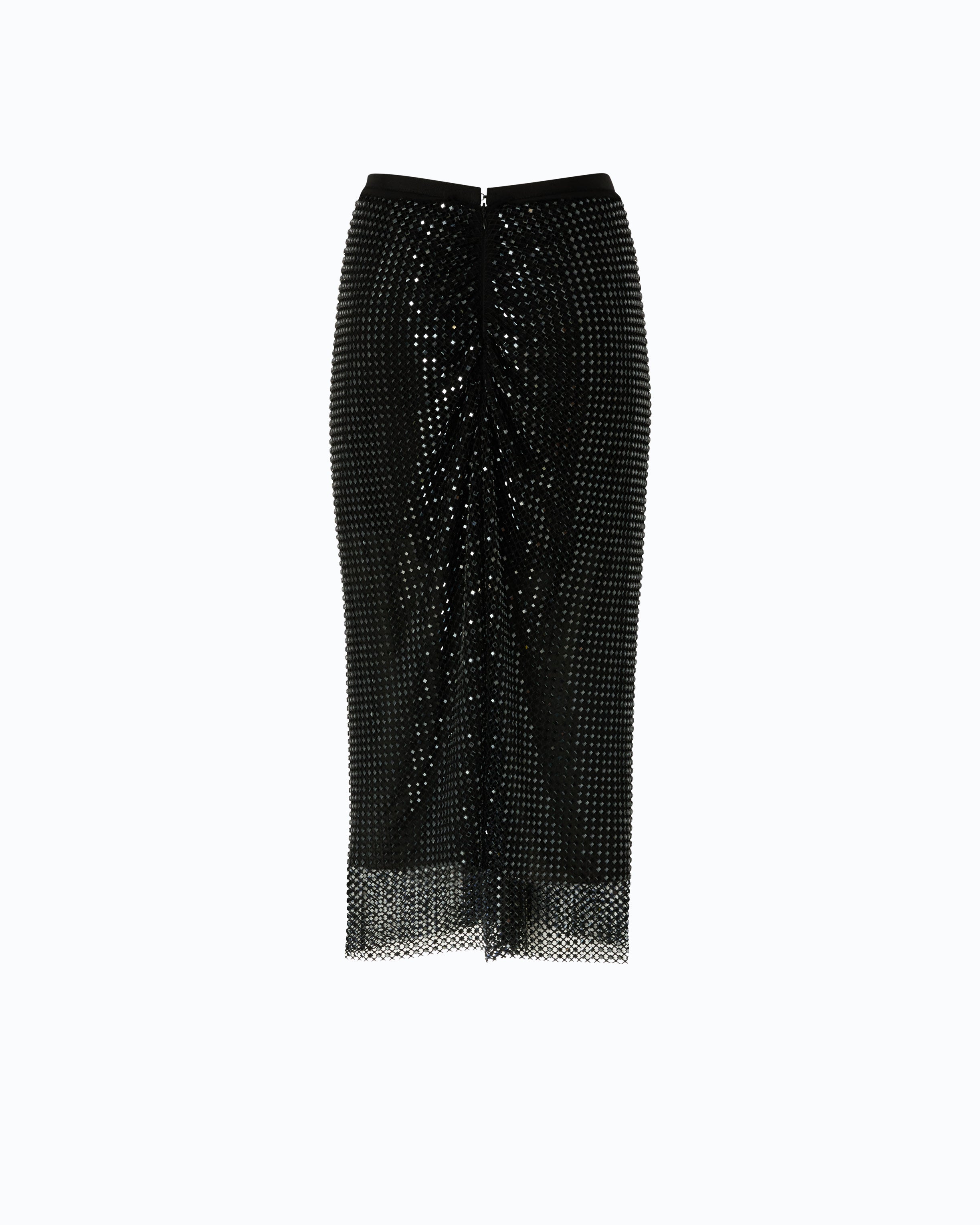 Pinko Berlina Skirt spódnica czarna za kolano z kryształkami