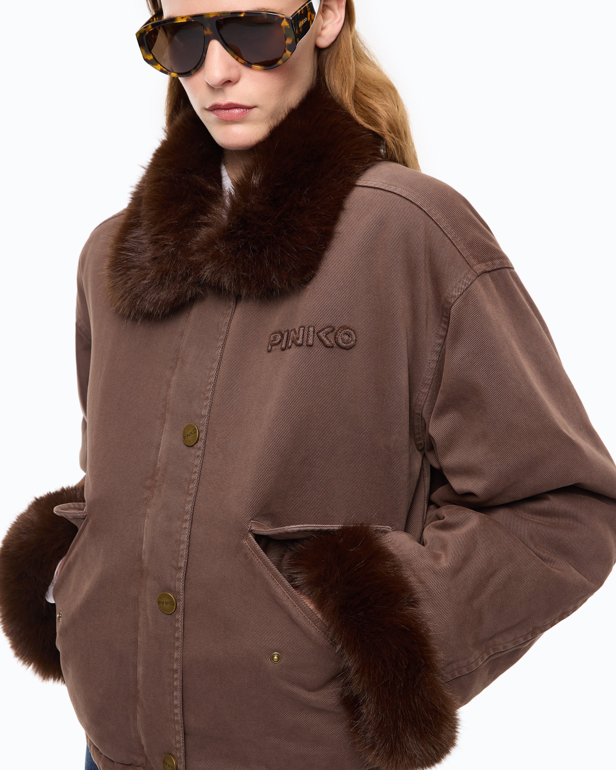Pinko Garlate Jacket bosmanka bawełniana brązowa