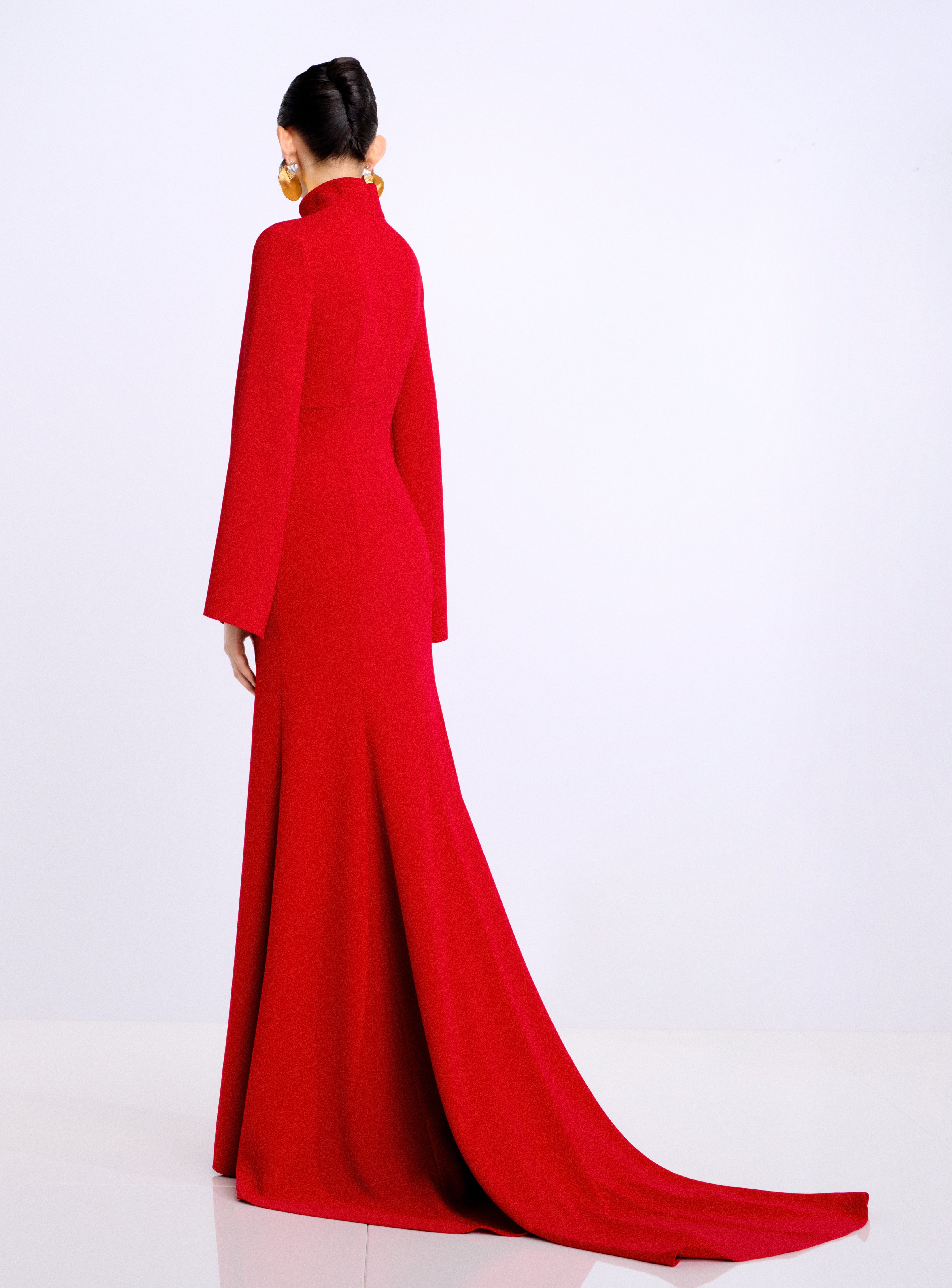 Solace London The Swinton Maxi Dress sukienka bordowa z rękawem