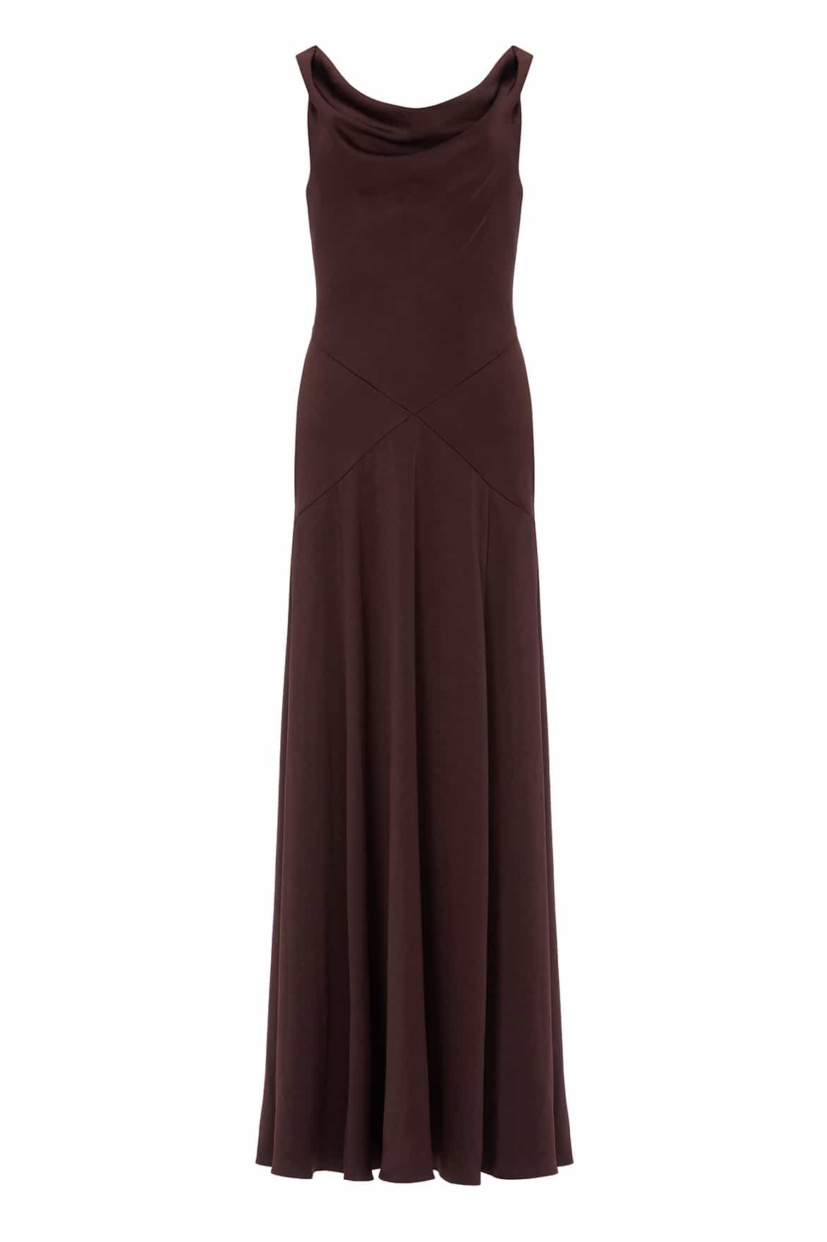 Needle & Thread Evangeline Satin sukienka maxi brown satynowa