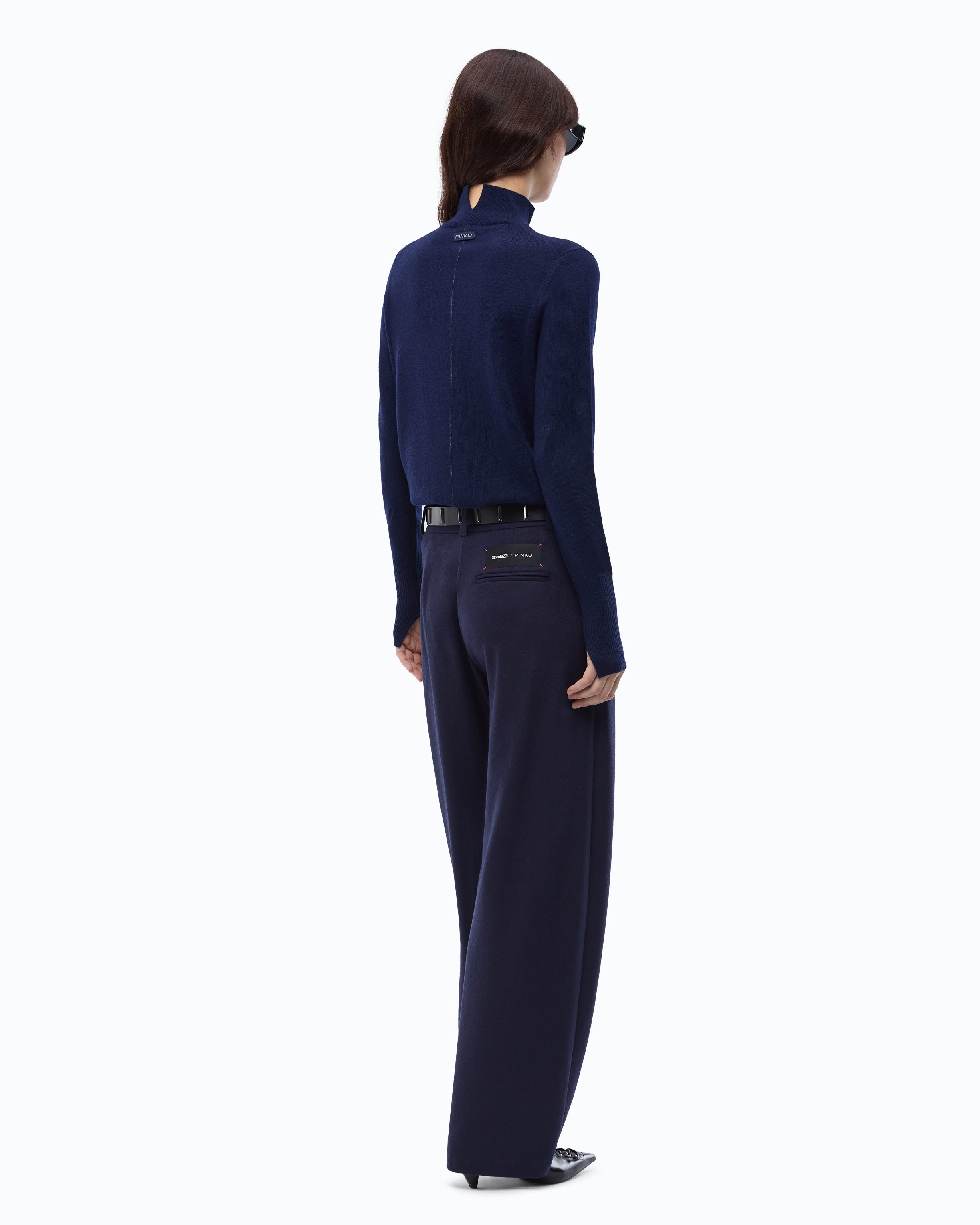 Pinko Nizza sweter golf wełna kaszmir niebieski