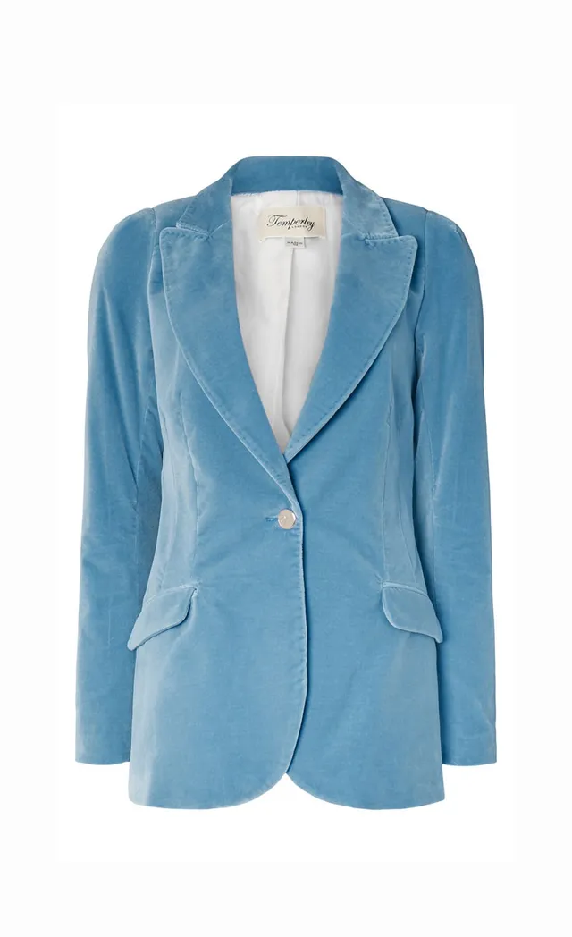 Temperley London Clove Velvet Jacket marynarka Ice Blue
