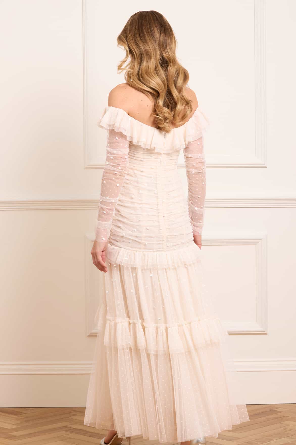 Needle & Thread Sequin Glimmer Gown sukienka kremowa maxi