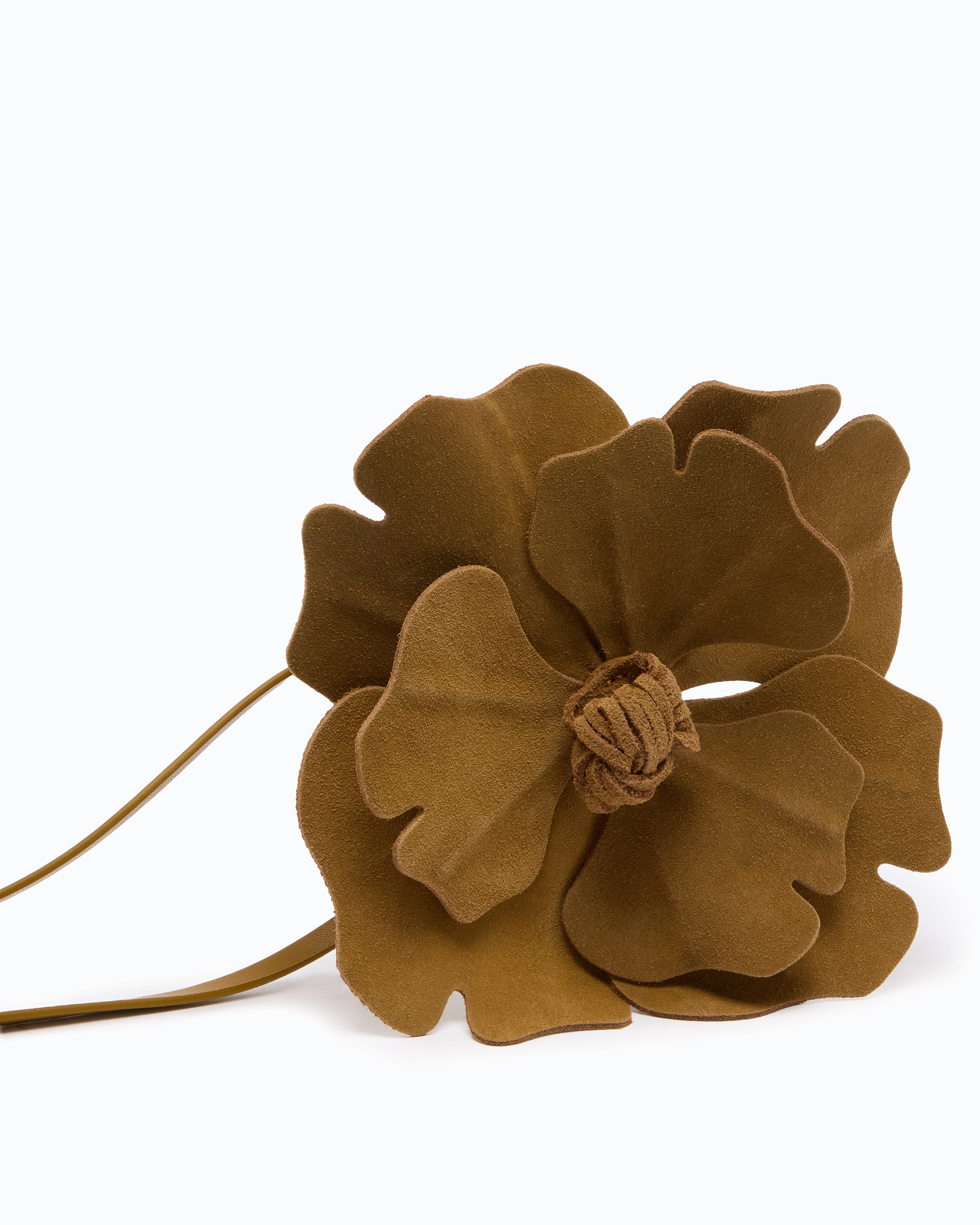 Pinko Flower Belt pasek brązowy z zamszowym kwiatem