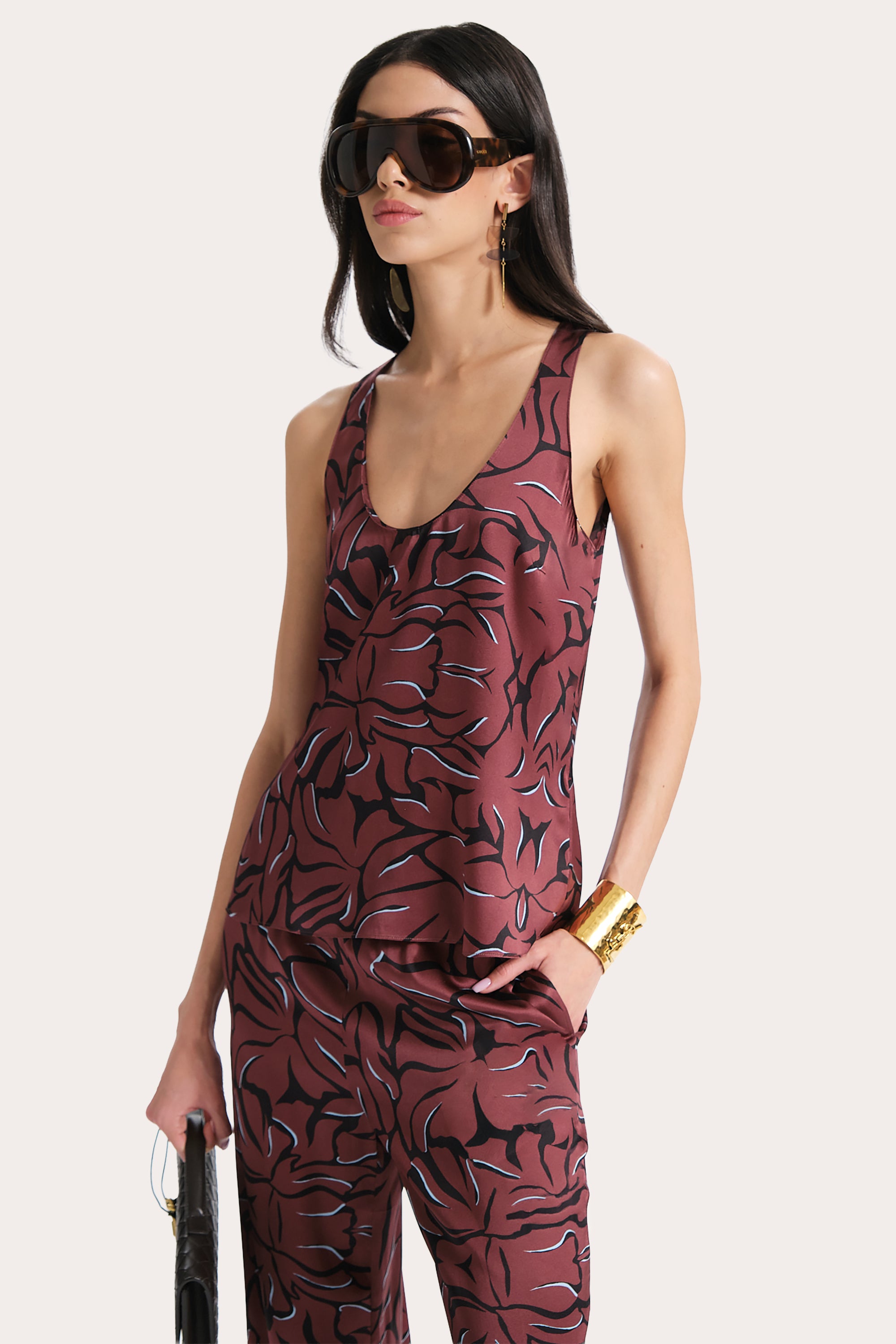 Elie Tahari Naya E7018506 top jedwabny Noir Coral