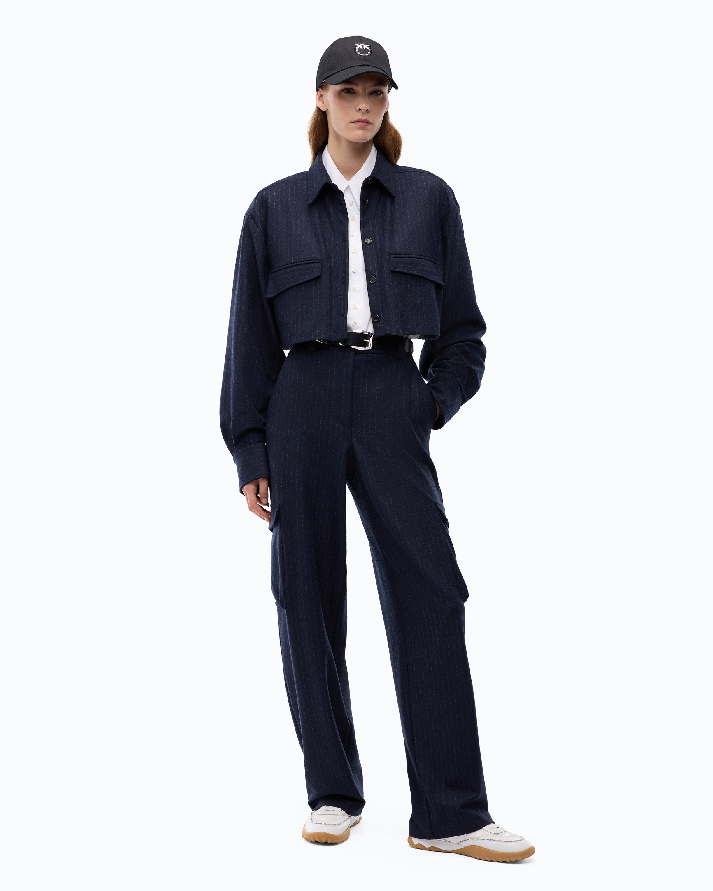 Pinko Taurasi Shirt koszula cropped niebieska prążka