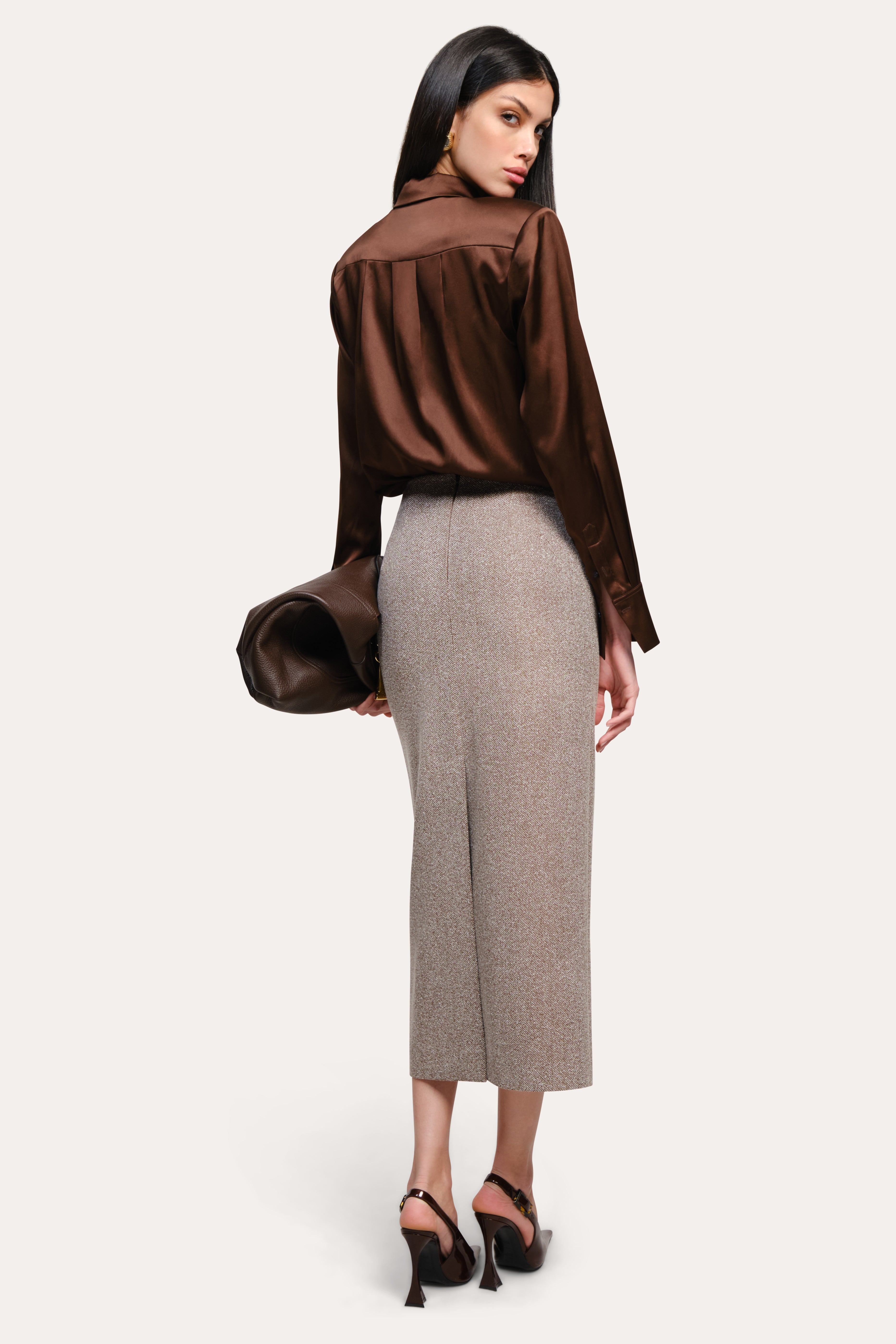 Elie Tahari Béatrice Bouclé spódnica Brown Melange