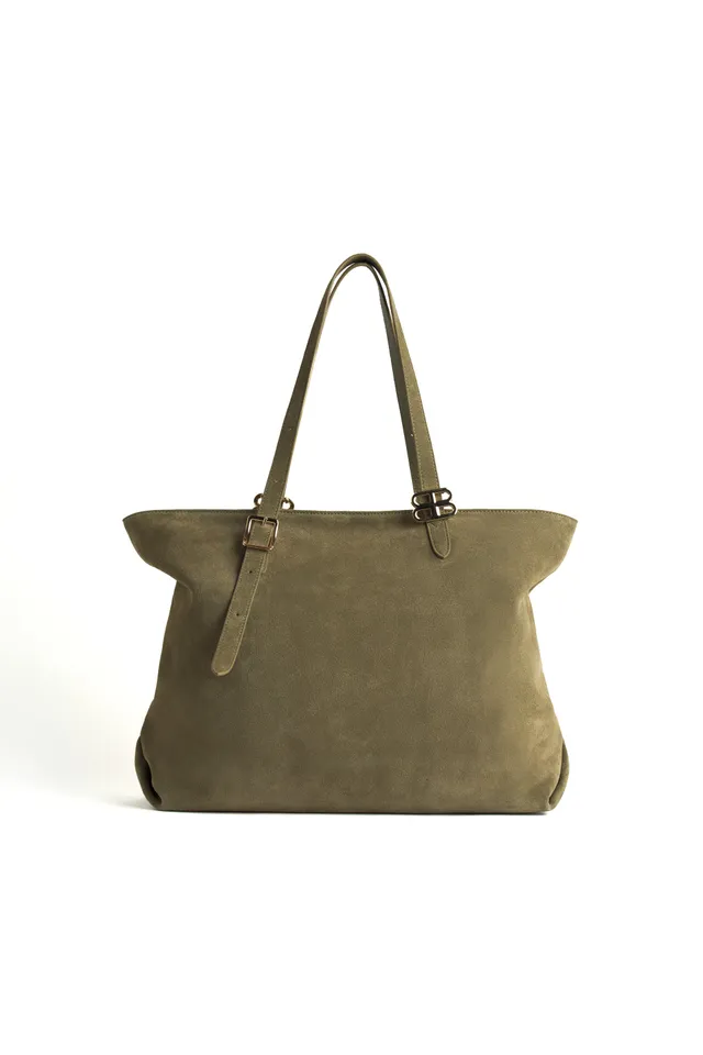 Bronx and Banco Rue torebka shopper oliwkowa zamszowa