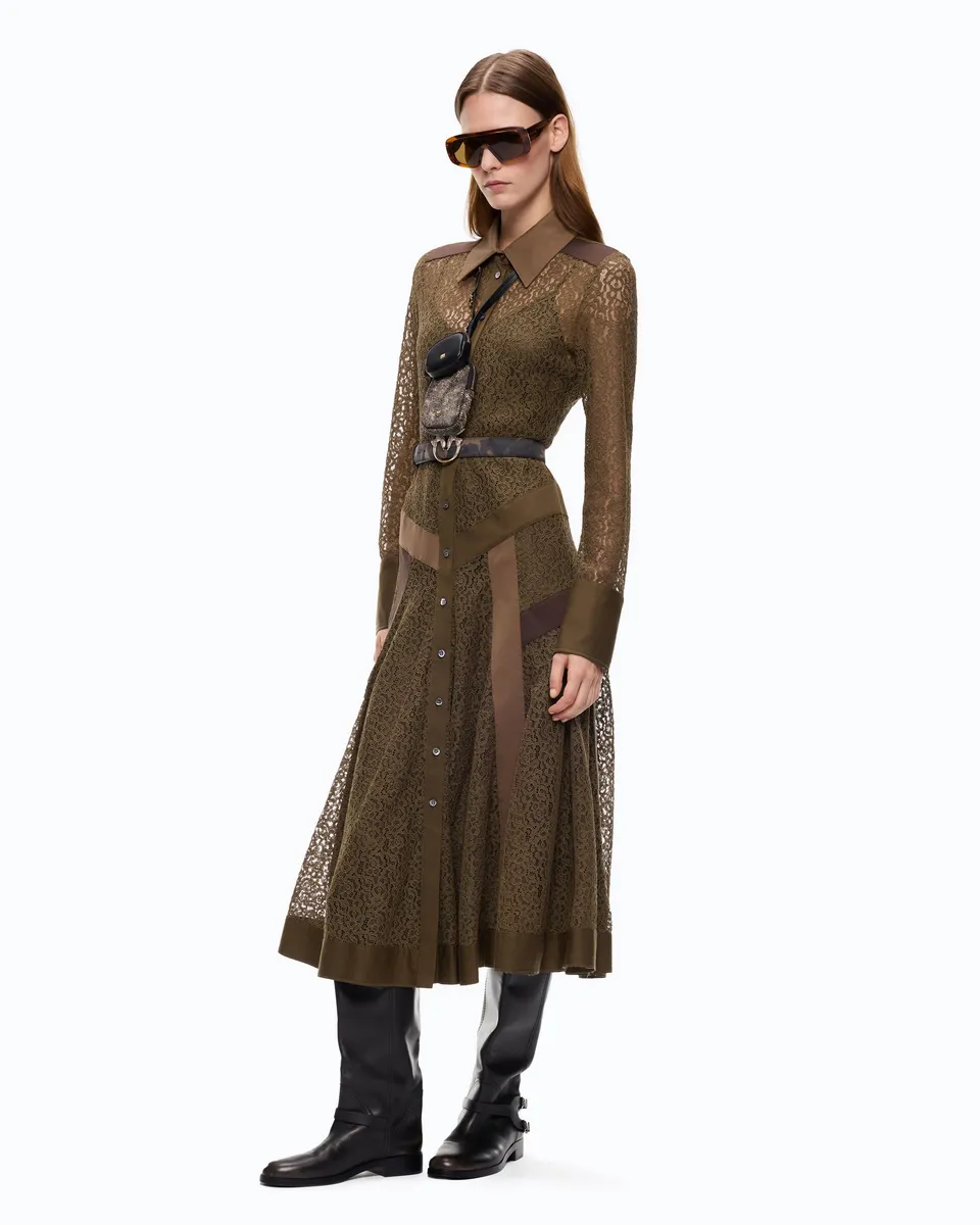 Pinko Rossese Dress sukienka midi koronkowa zielona