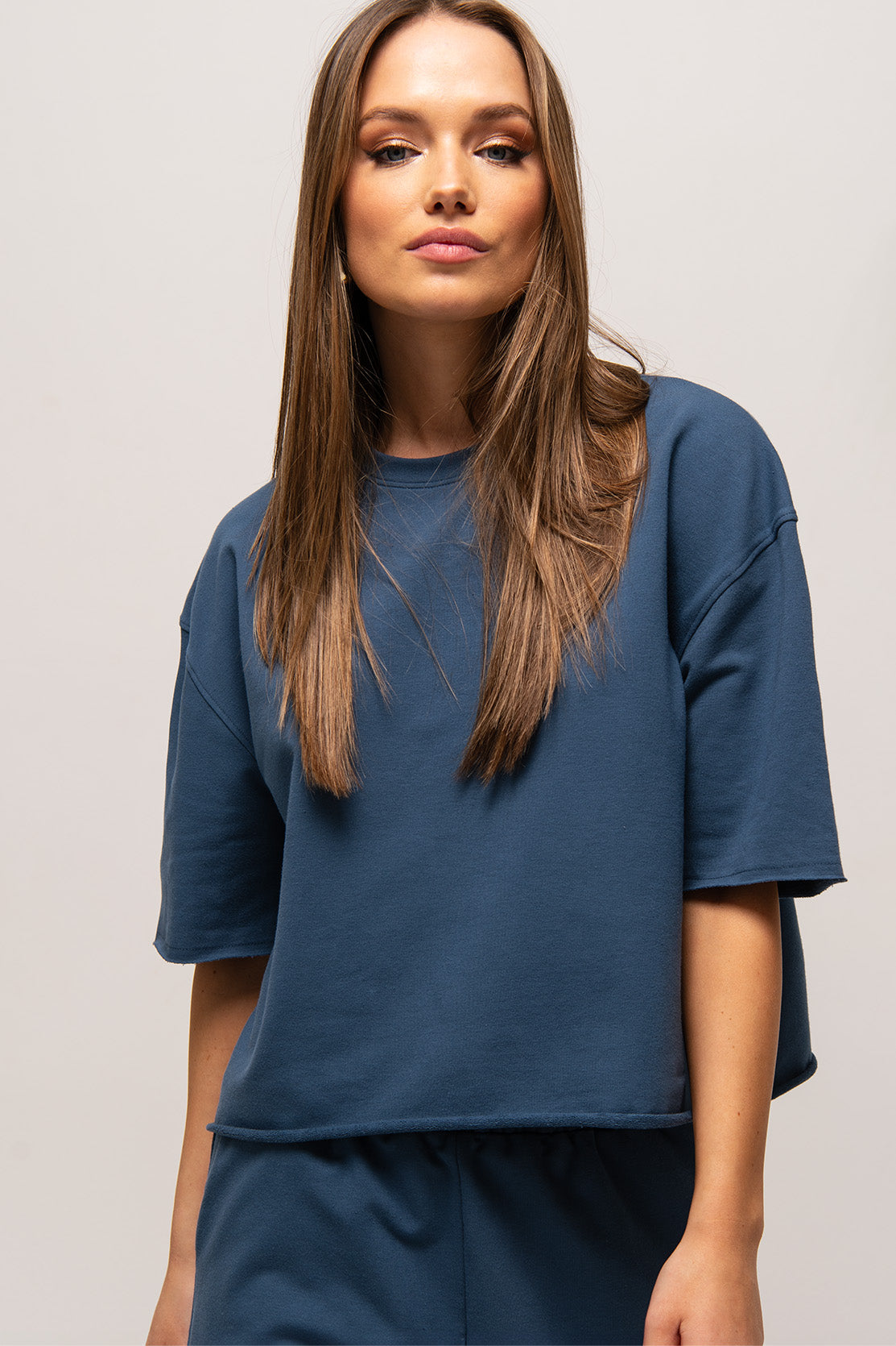 Nudyess Lucy T-shirt bawełniany Navy luźny