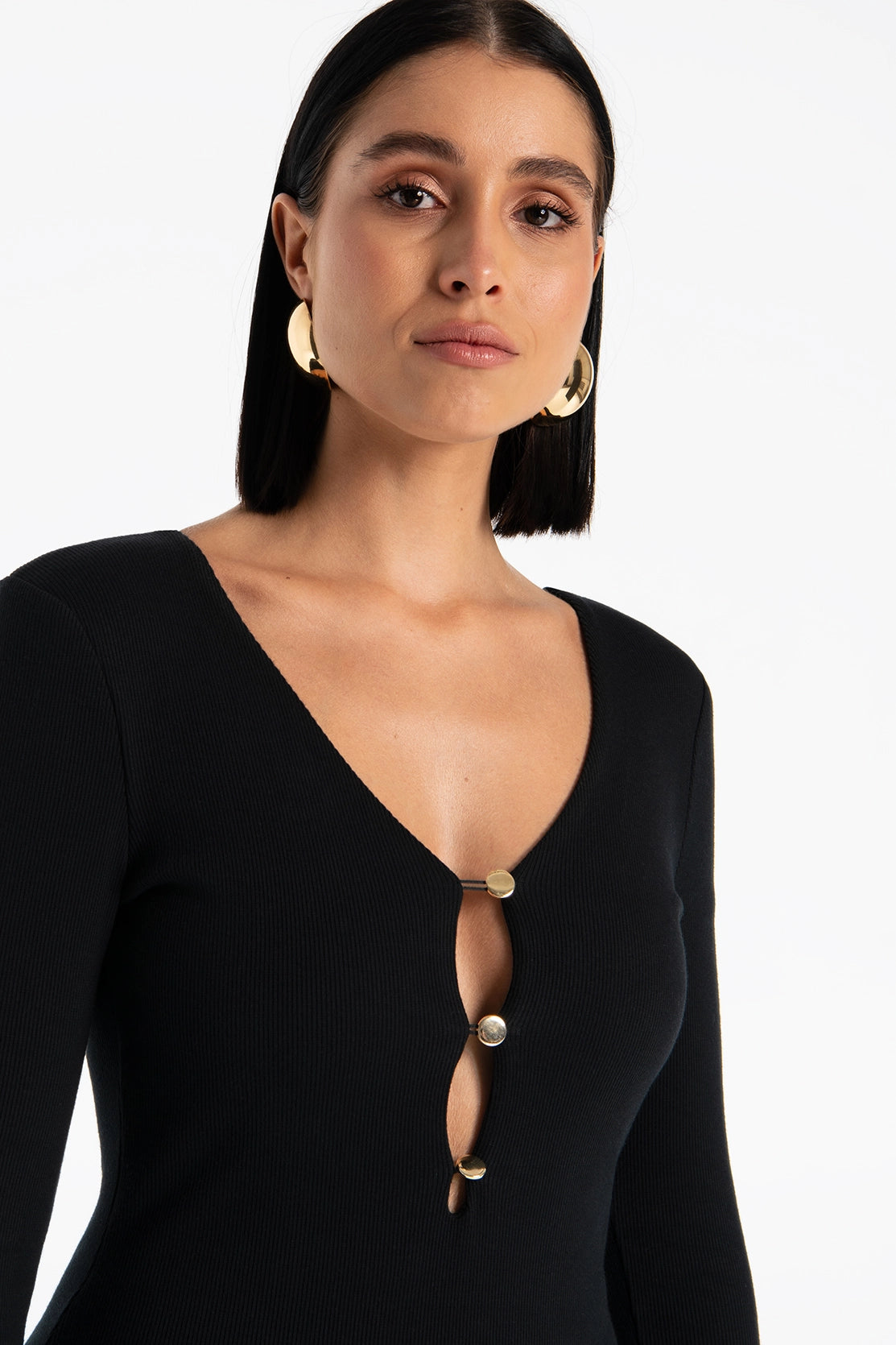 Nudyess Freezing sukienka midi Black rozpinana