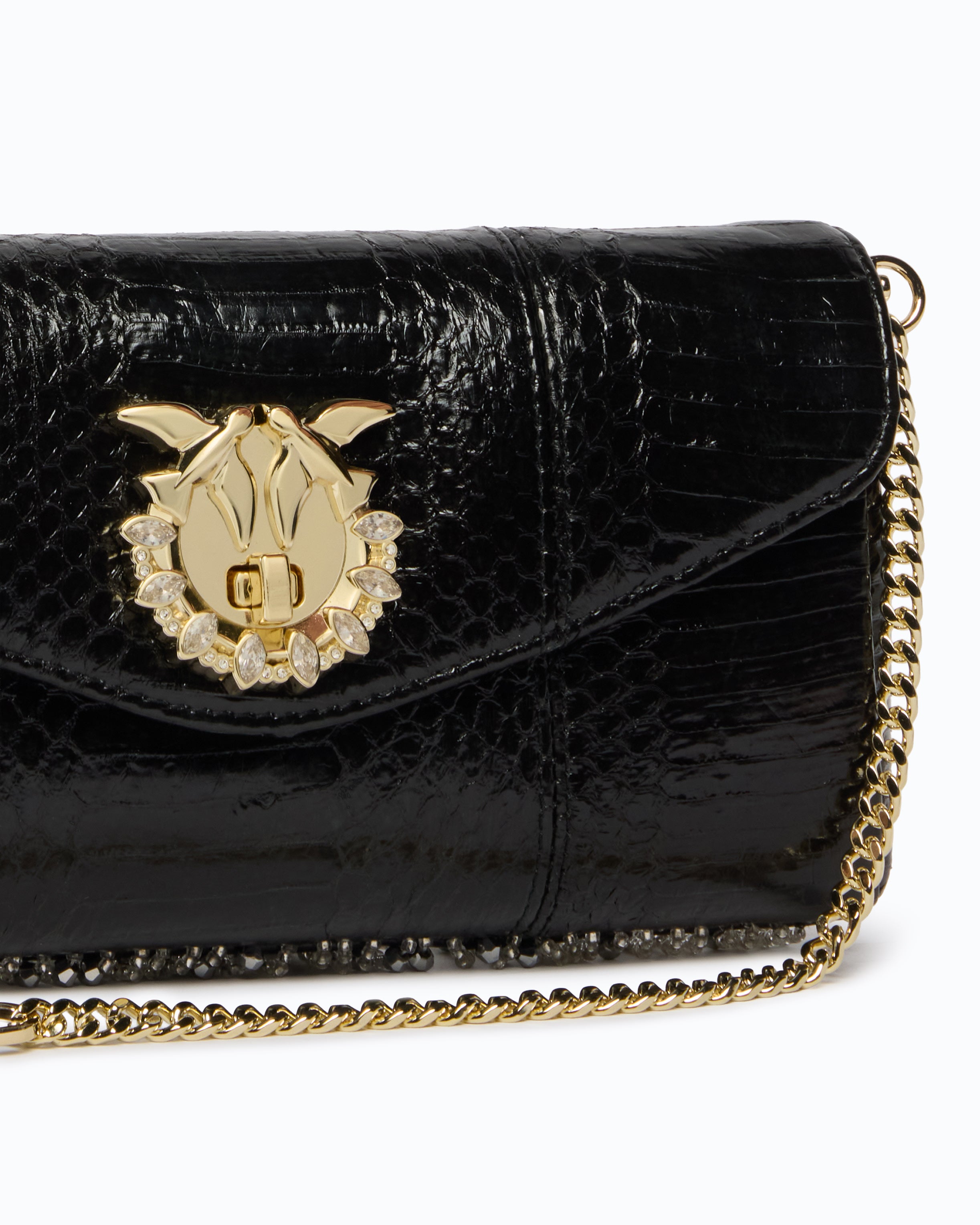 Pinko Love Bag Clutch kopertówka skóra ayers frędzle