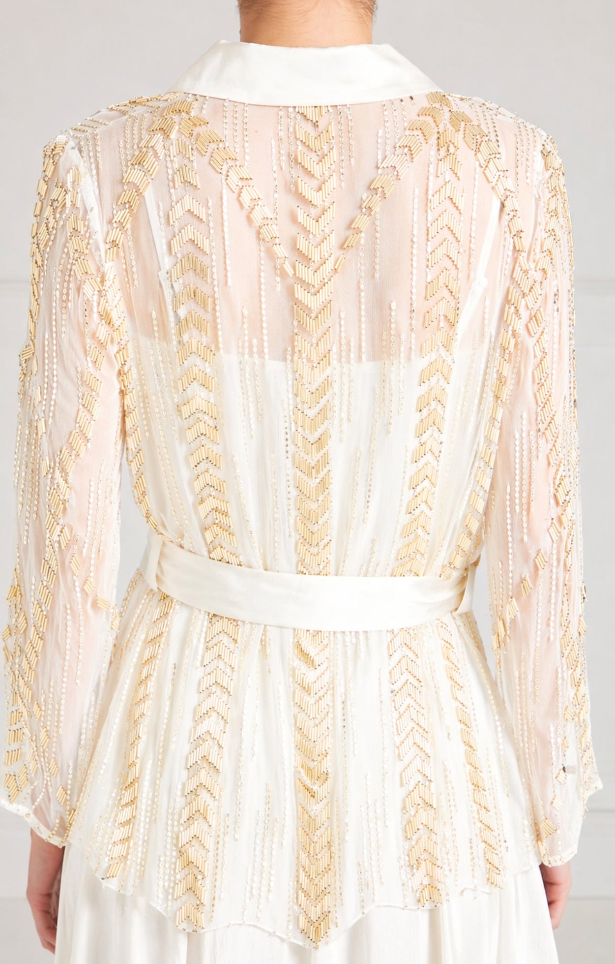 Temperley London Viola koszula Ivory cekinowa