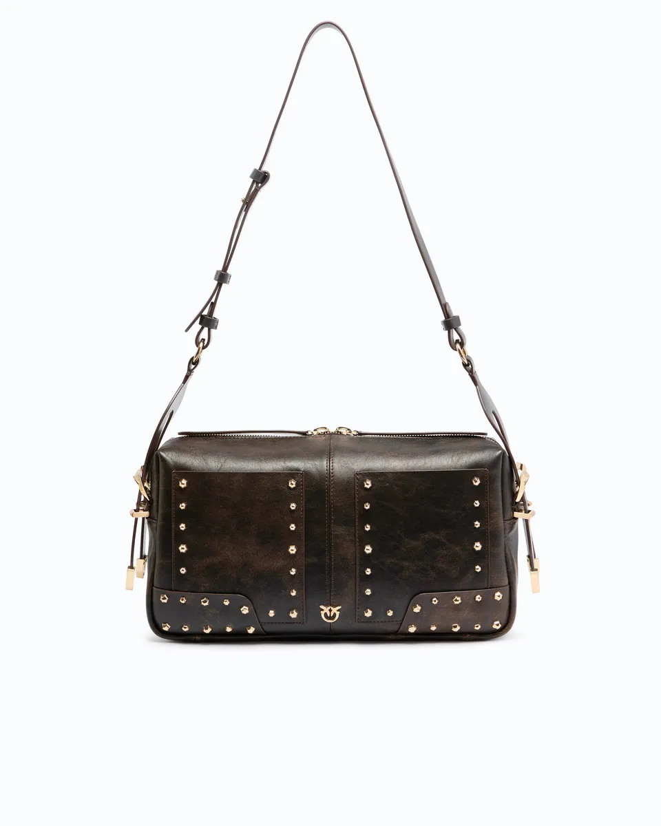 Pinko Keeper Bag torebka skórzana U z ćwiekami