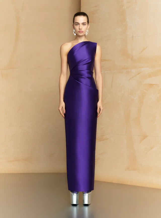 Solace London Kira sukienka wieczorowa fioletowa maxi