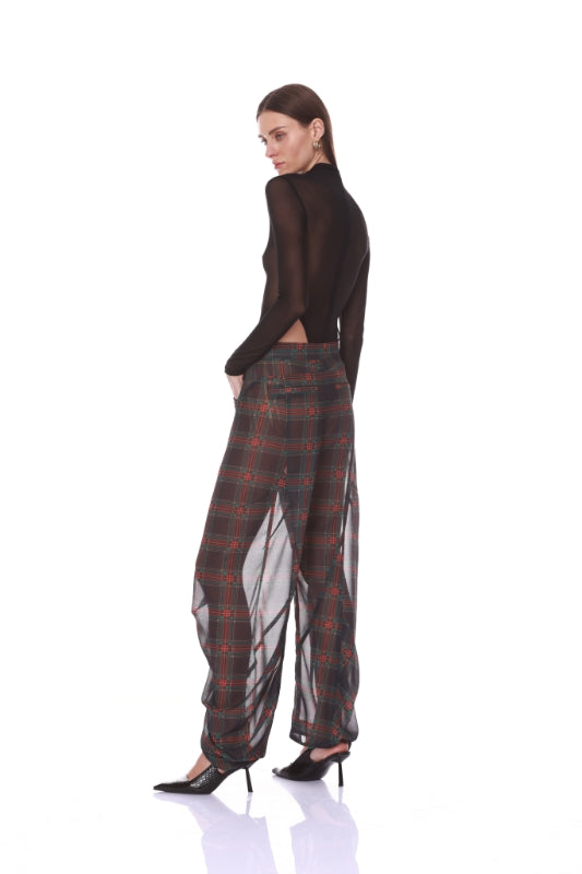 Bronx and Banco Plaid spodnie organza w kratę prześwitujące