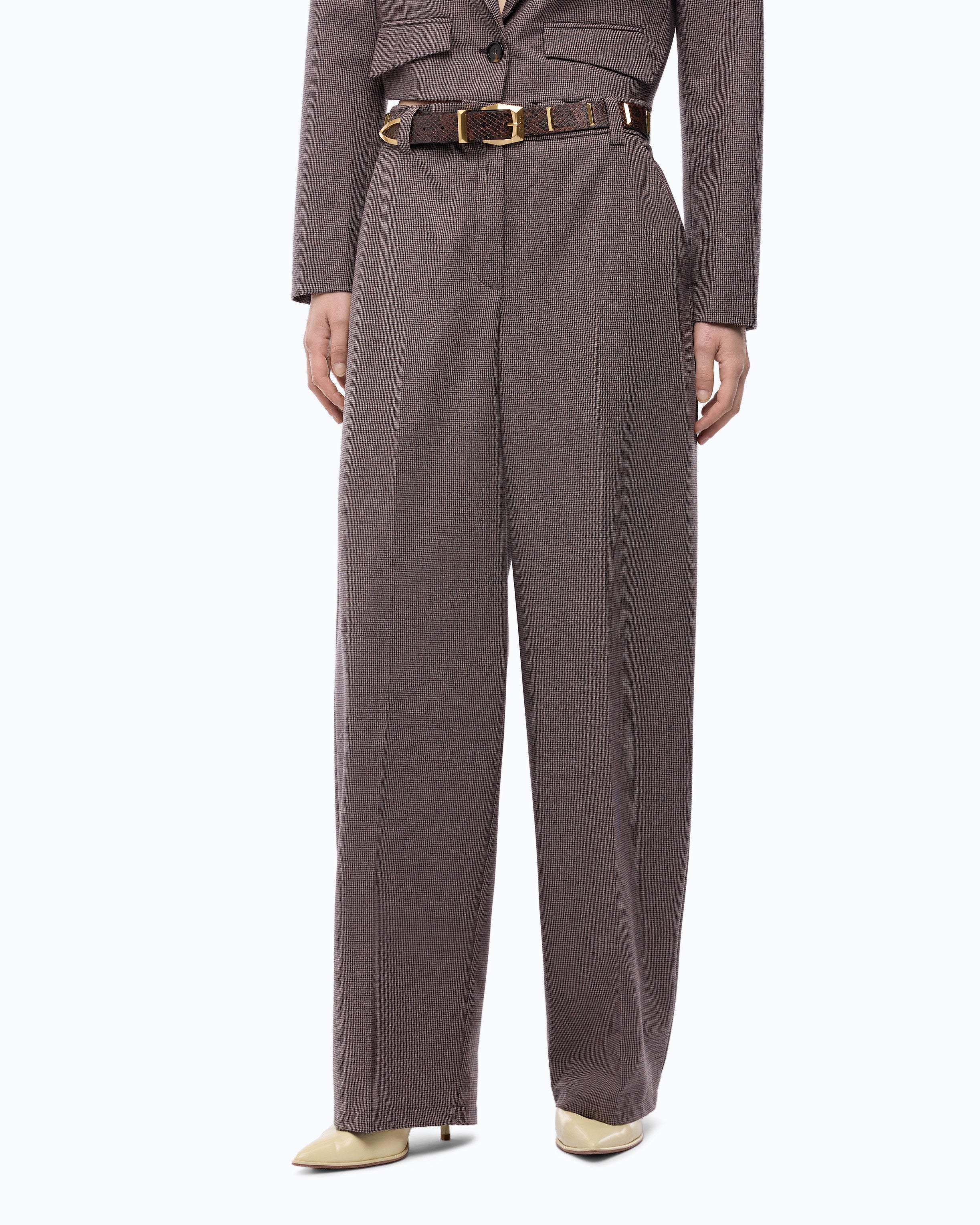 Pinko Balbino Pants spodnie barrel pepitka beż