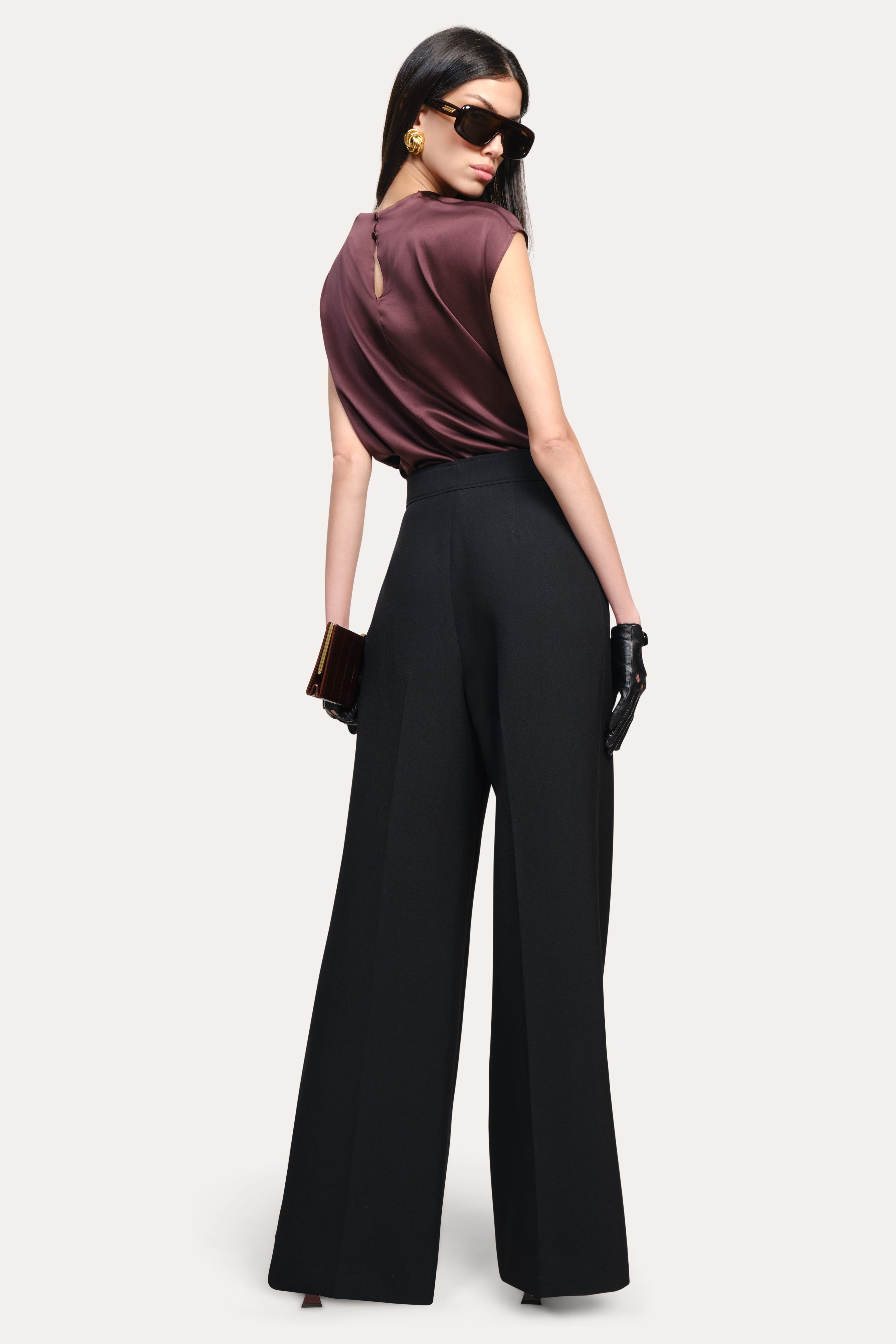 Elie Tahari Diane E2053506 bluzka satynowa oberżyna