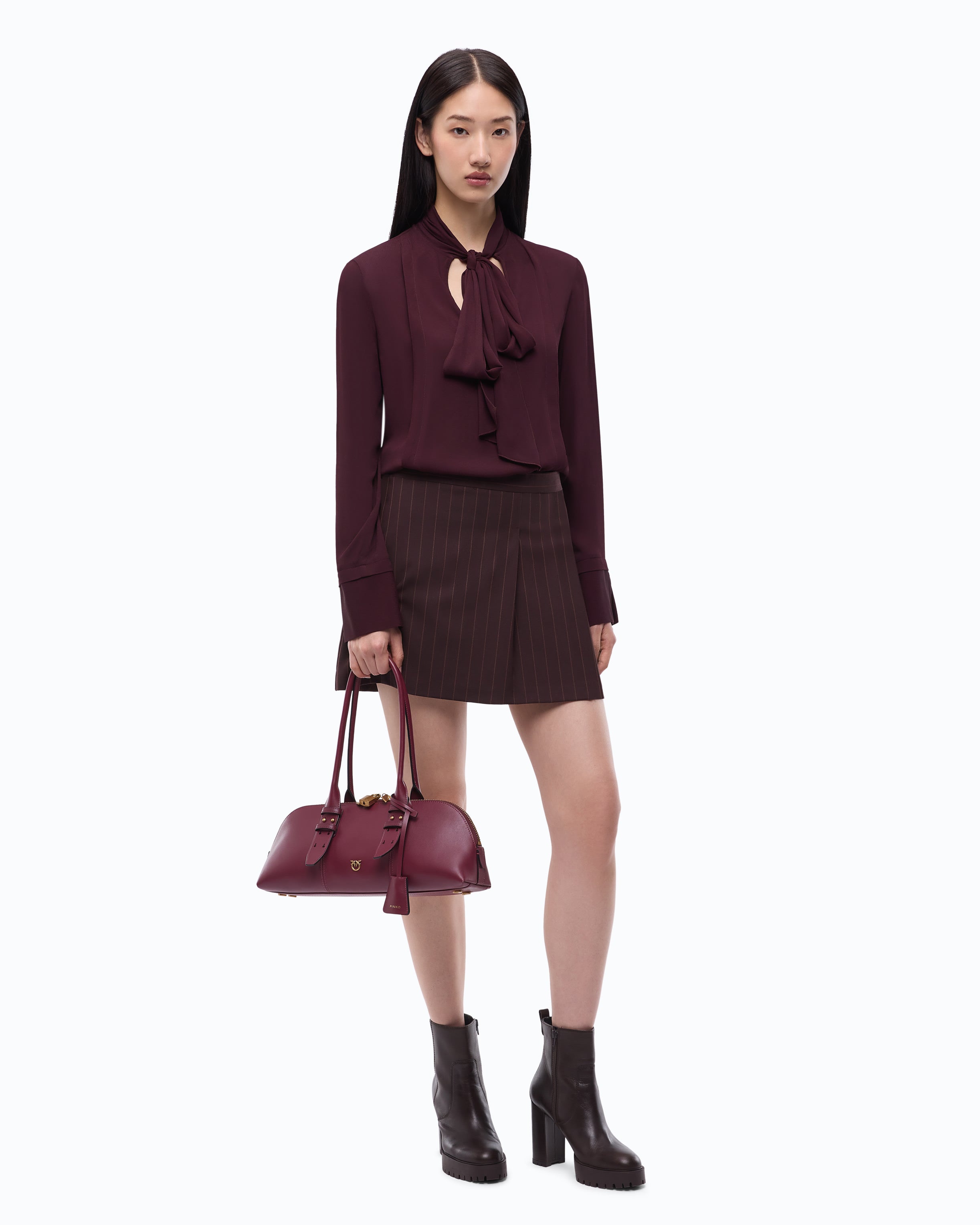 Pinko Brunnera Blouse bluzka bordowa wiskoza