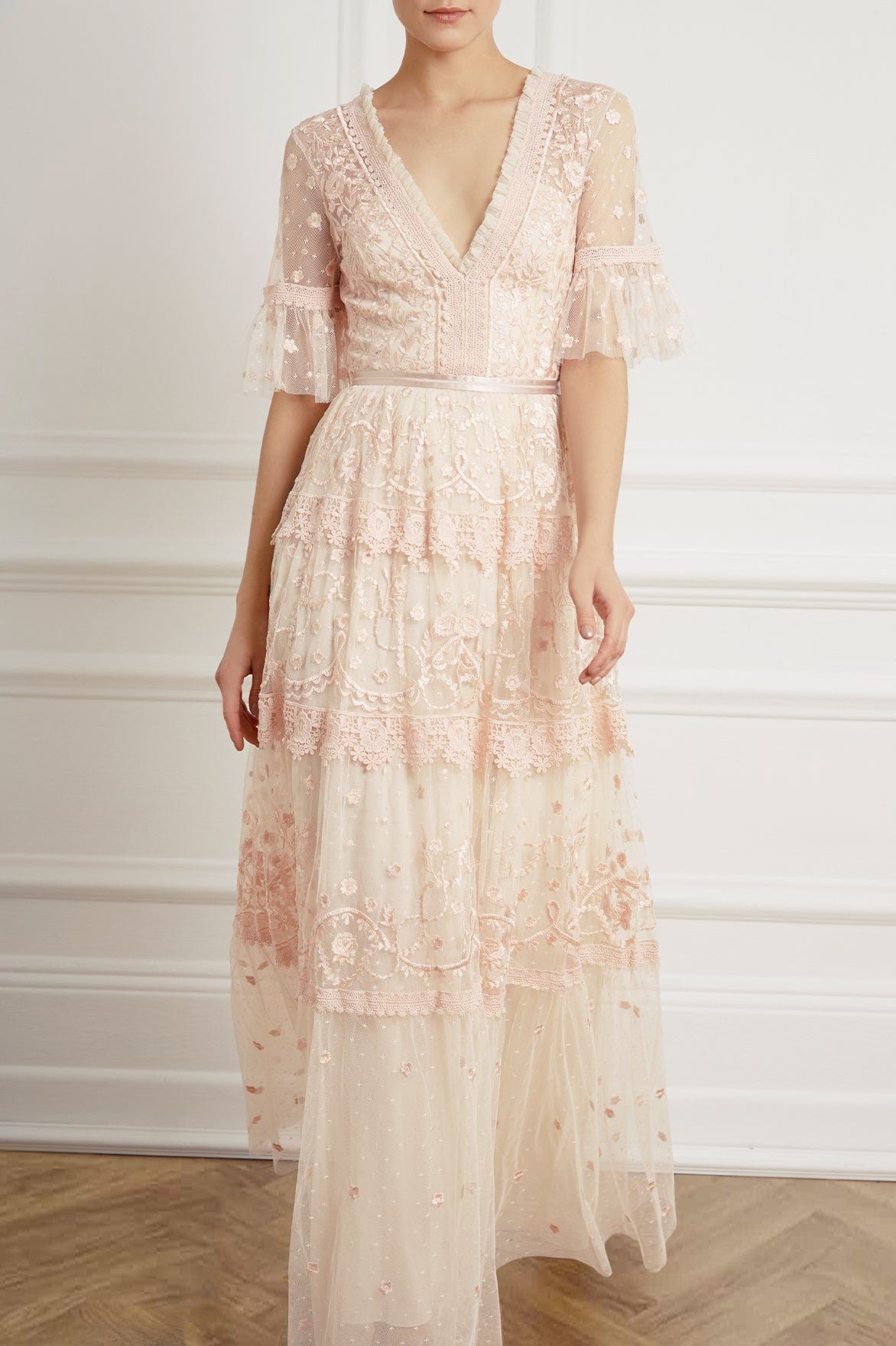 Needle & Thread Midsummer Lace Gown sukienka koronkowa kremowa