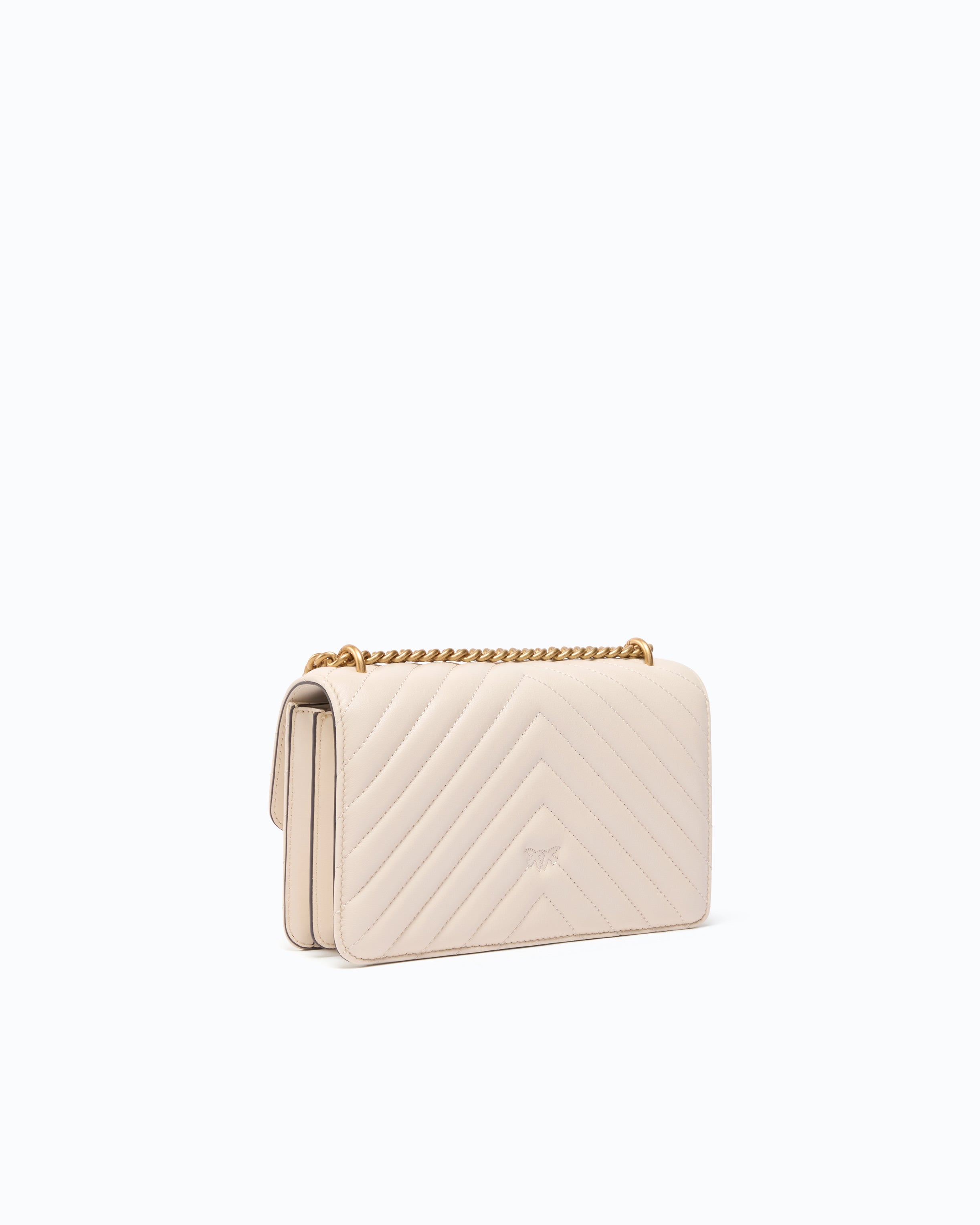 Pinko Love Bag One Chevron New Buckle torebka biała skórzana