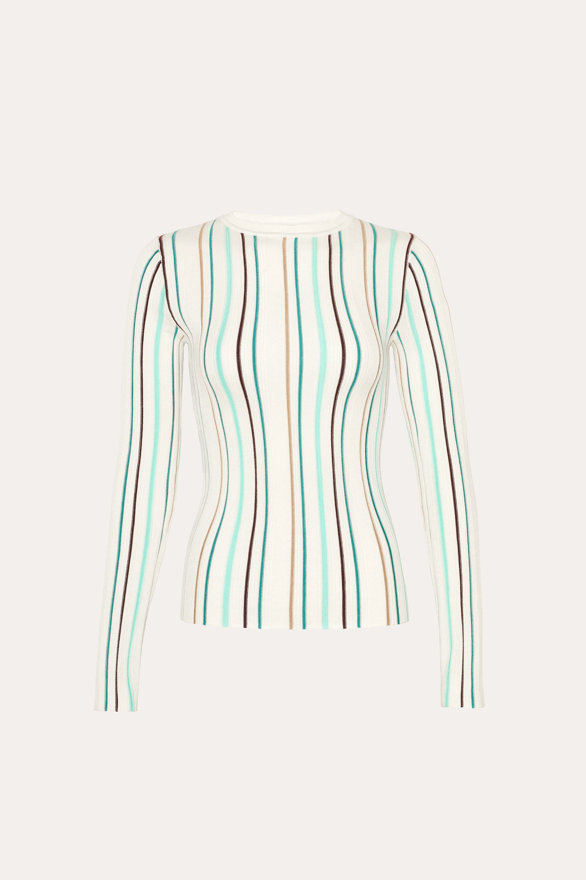Elie Tahari Lucia top silk wool Aqua Stripe