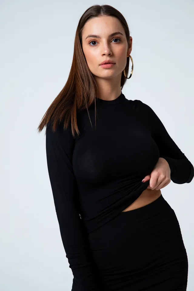 Nudyess Longsleeve bluzka modalowa czarna