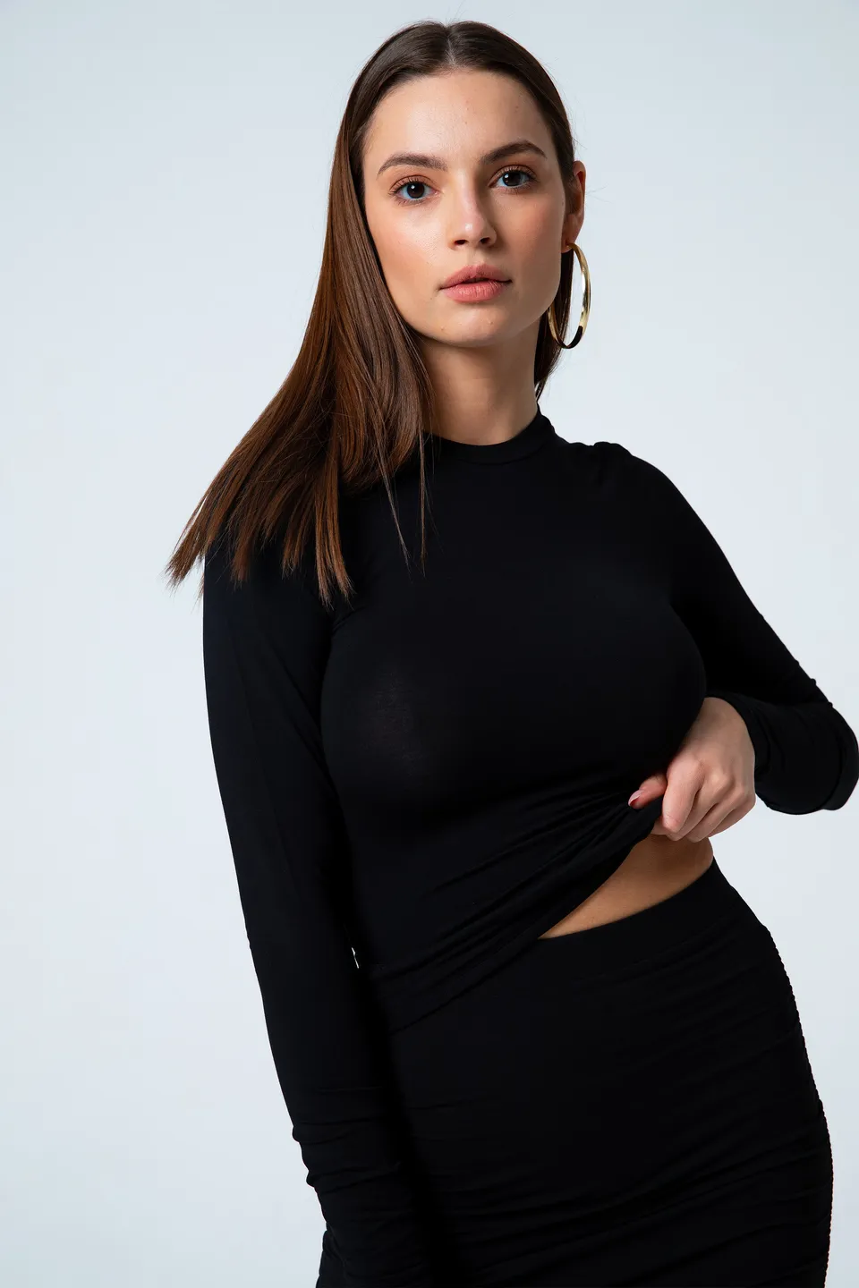 Nudyess Longsleeve bluzka modalowa czarna