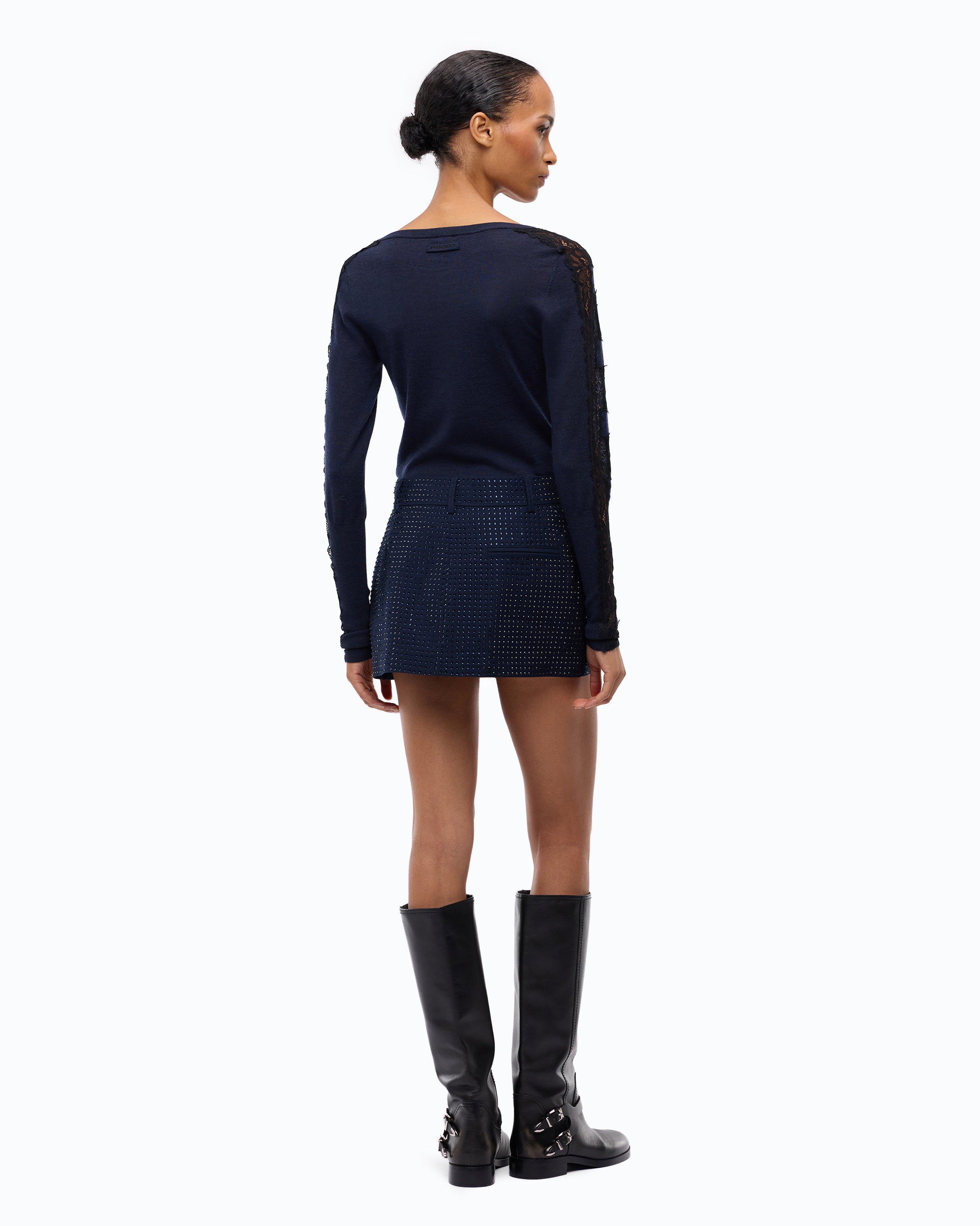 Pinko Soave Skirt spódnica mini kopertowa kryształki