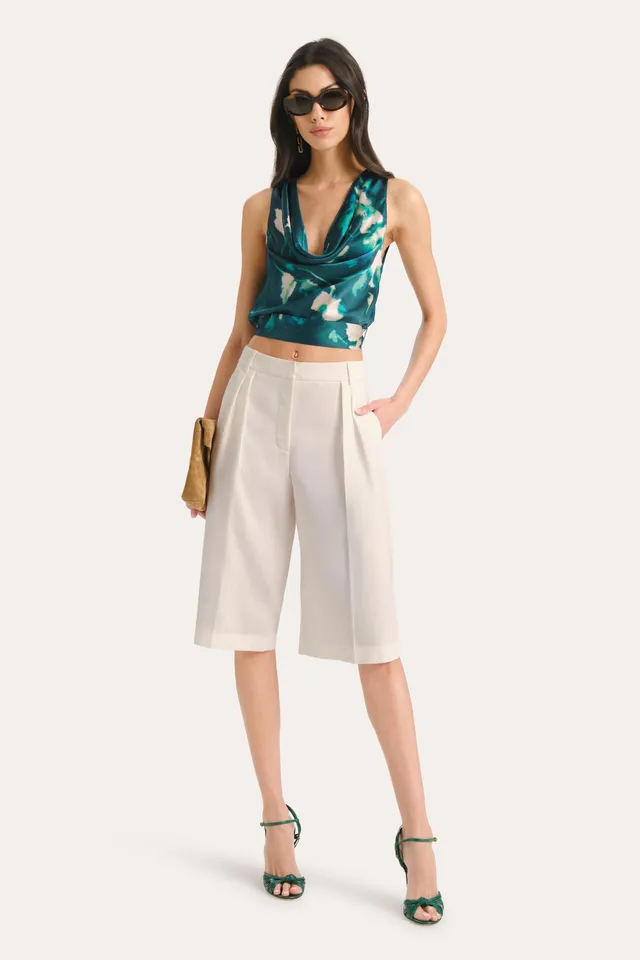 Elie Tahari Tina szorty Fresh Pearl len bermudy