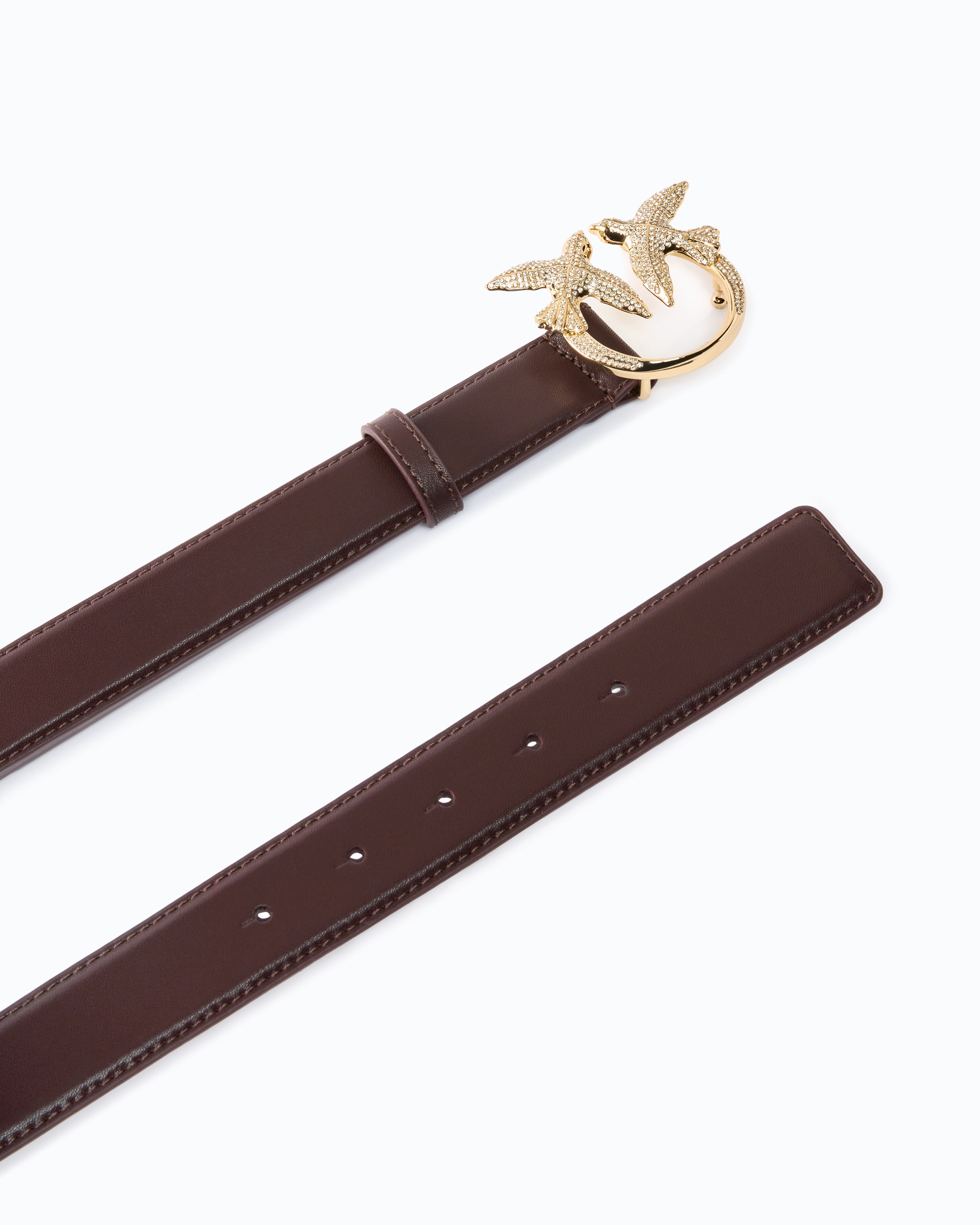 Pinko Love Berry pasek skórzany 2,5 cm kryształki